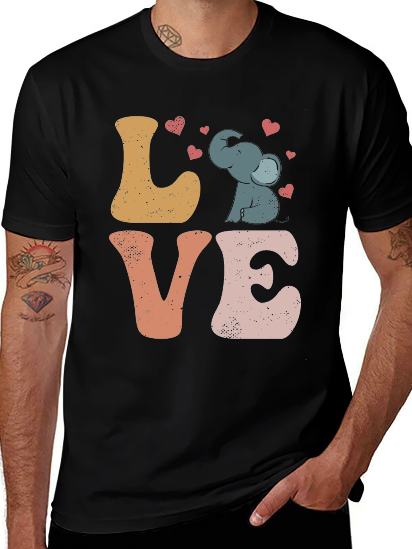 Black Elephant Love Graphic Tee main image