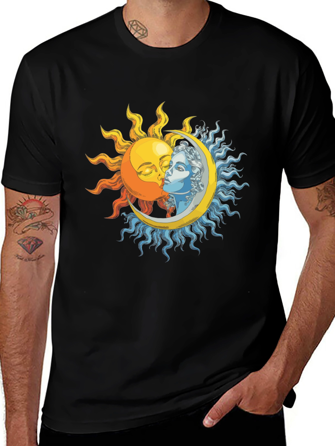 Variant 25 of Sun and Moon Graphic T-Shirt - Celestial Design