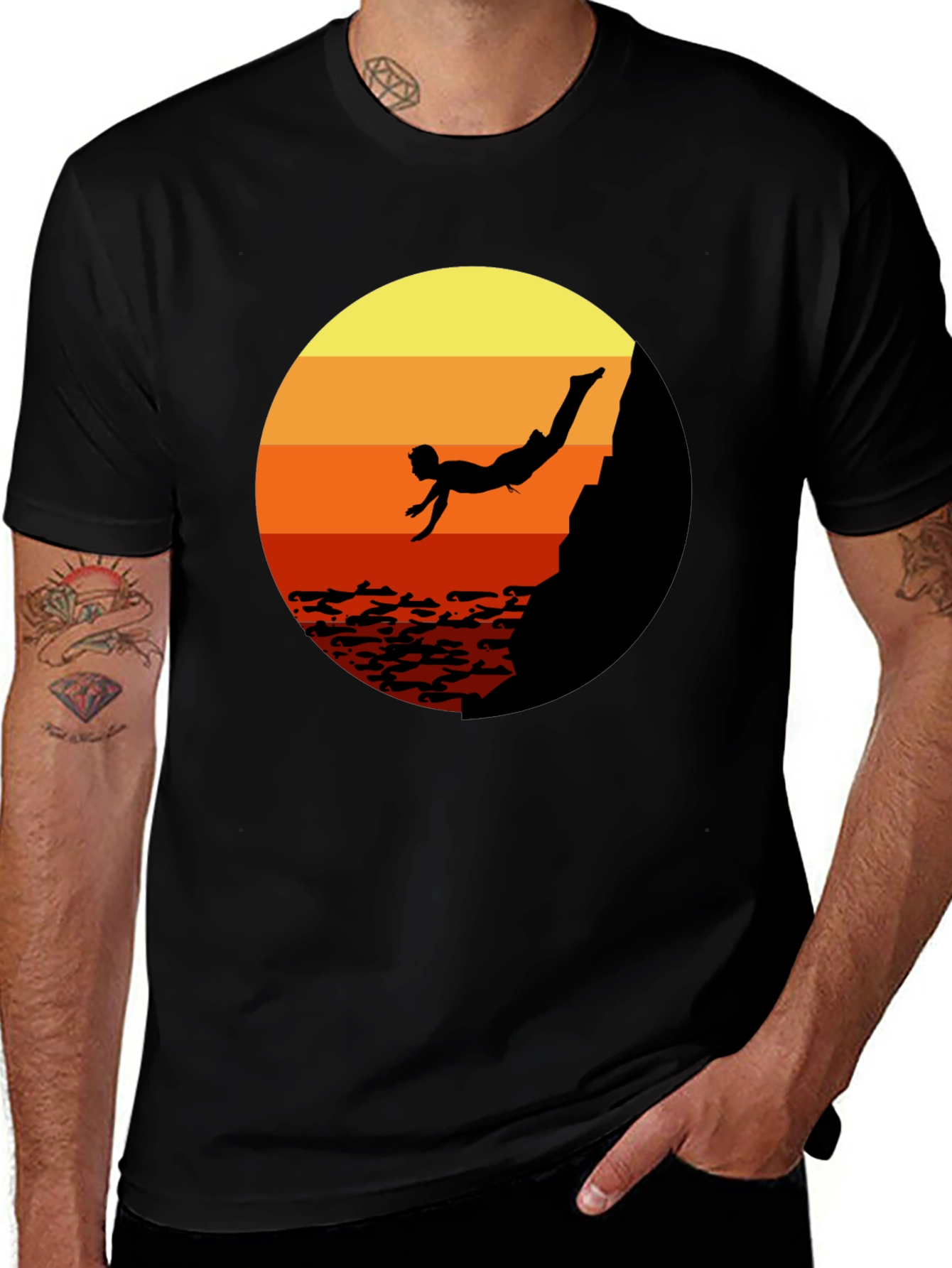 Variant 20 of Cliff Diver Graphic Tee - Sunset Design