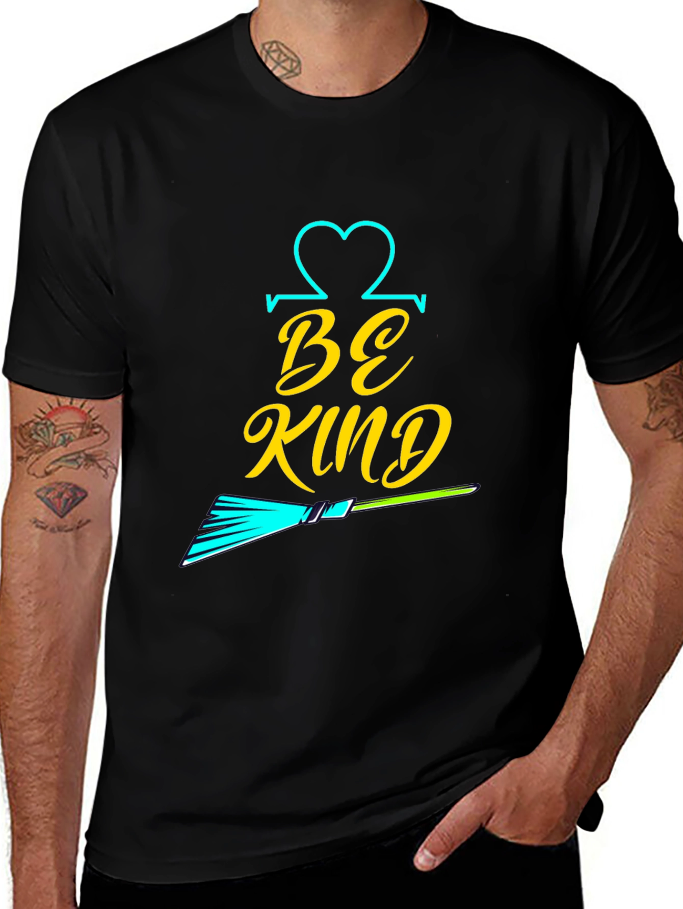 Variant 2 of Be Kind Graphic Tee -  Stylish Men's Black T-Shirt