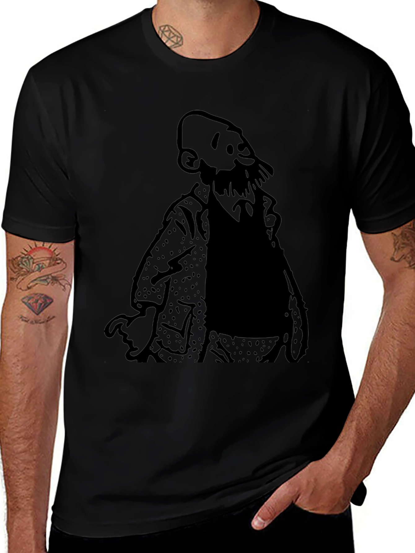 Variant 26 of Bearded Man Graphic Tee - Soft Black T-Shirt