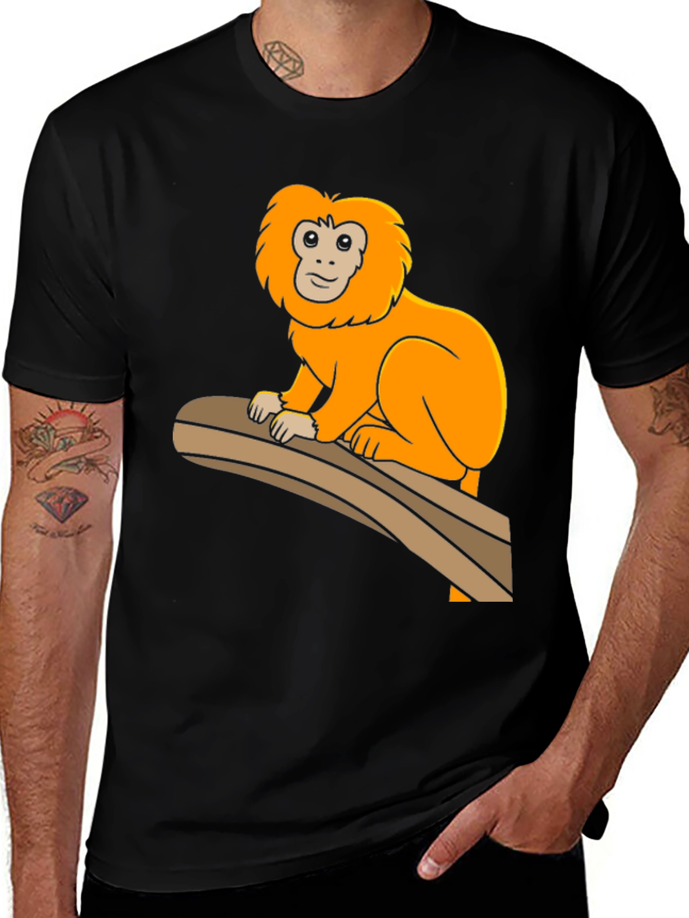 Black Monkey Graphic Tee - Black Cotton T-Shirt main image