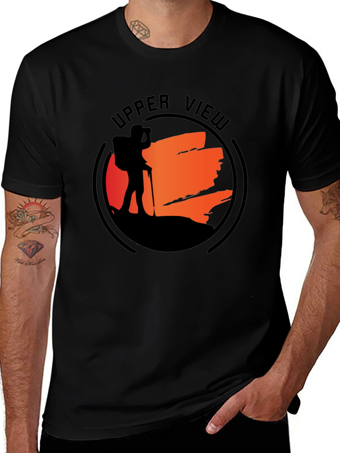 Variant 10 of Upper View Hiker Graphic Black T-Shirt