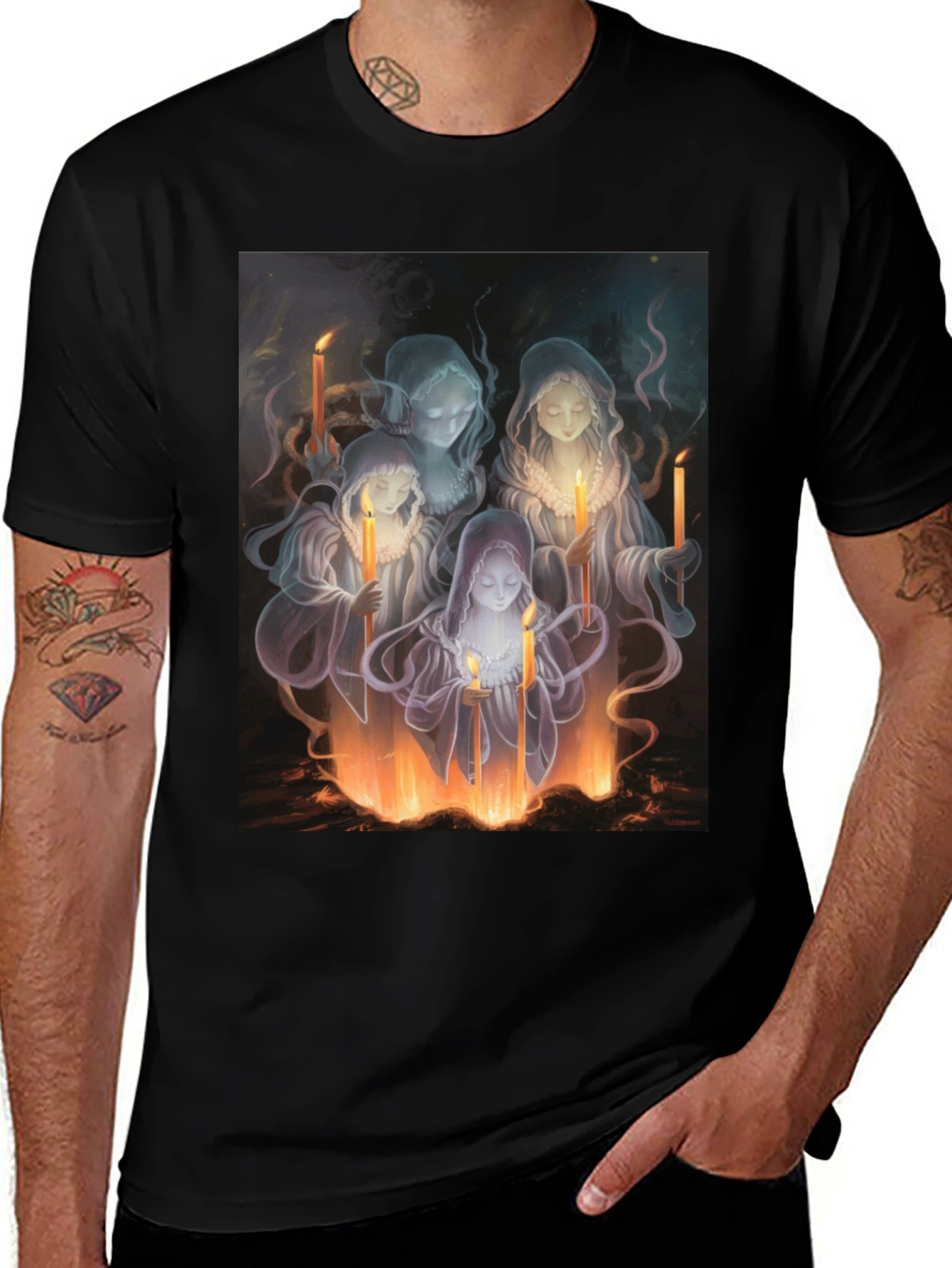 Variant 15 of Ethereal Candle Maiden Black T-Shirt
