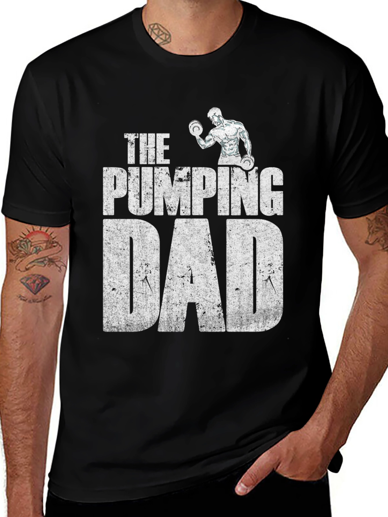 Variant 11 of The Pumping Dad Black Graphic T-Shirt