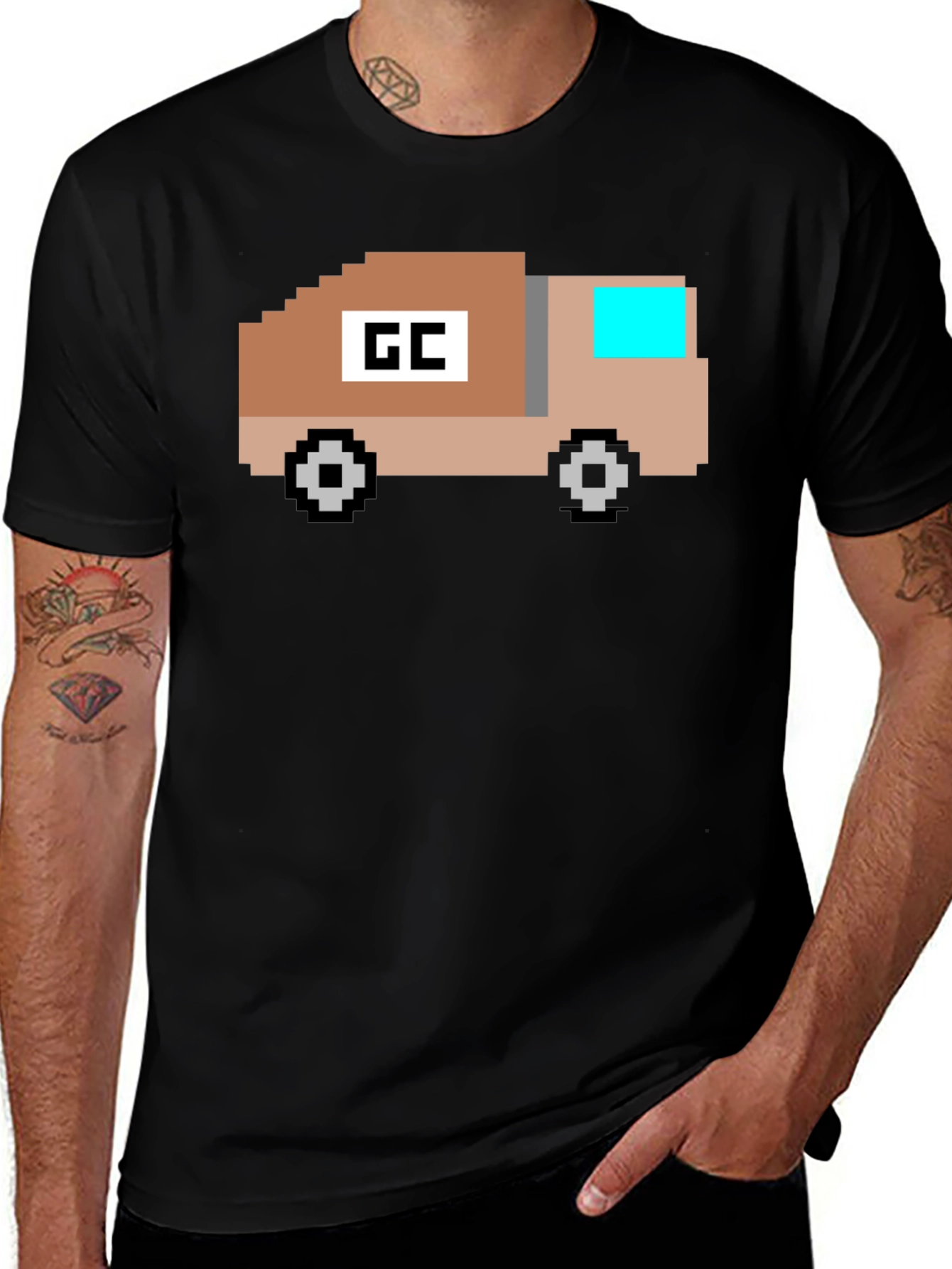 Variant 27 of Retro Pixel Truck Graphic T-Shirt - Black