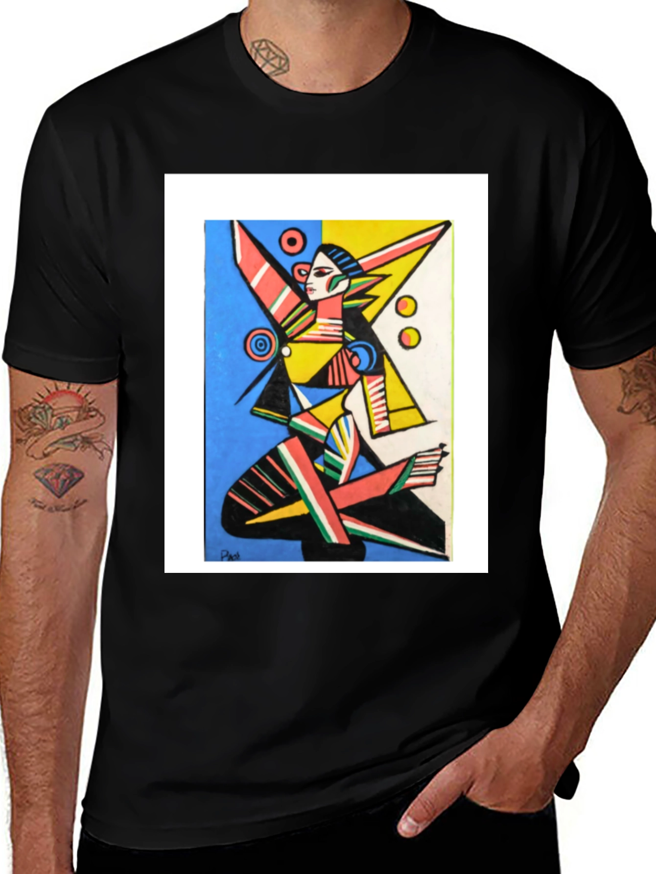 Variant 19 of Abstract Art Graphic Tee - Stylish Black T-Shirt