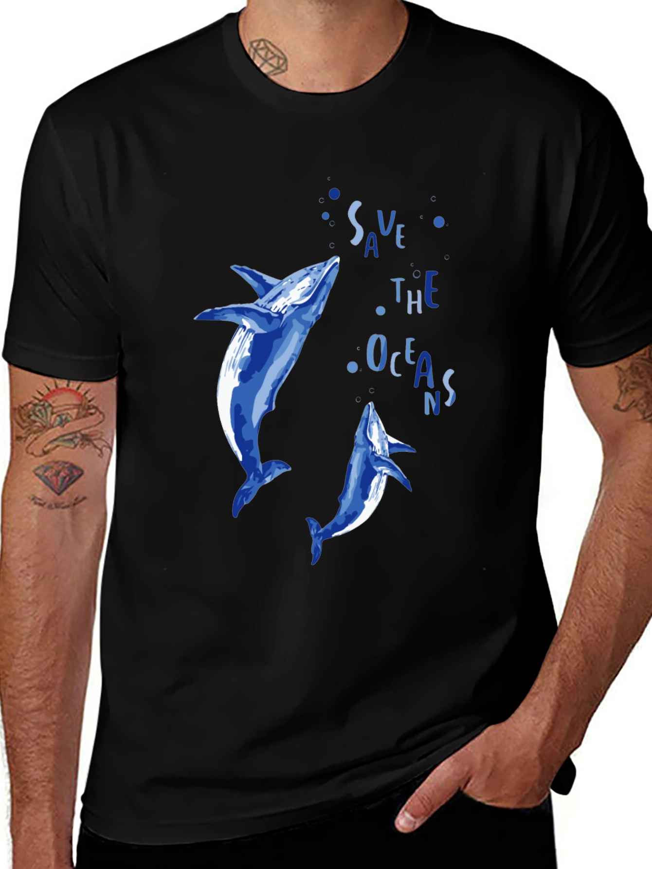 Save the Oceans Graphic Tee - Blue Dolphin Design