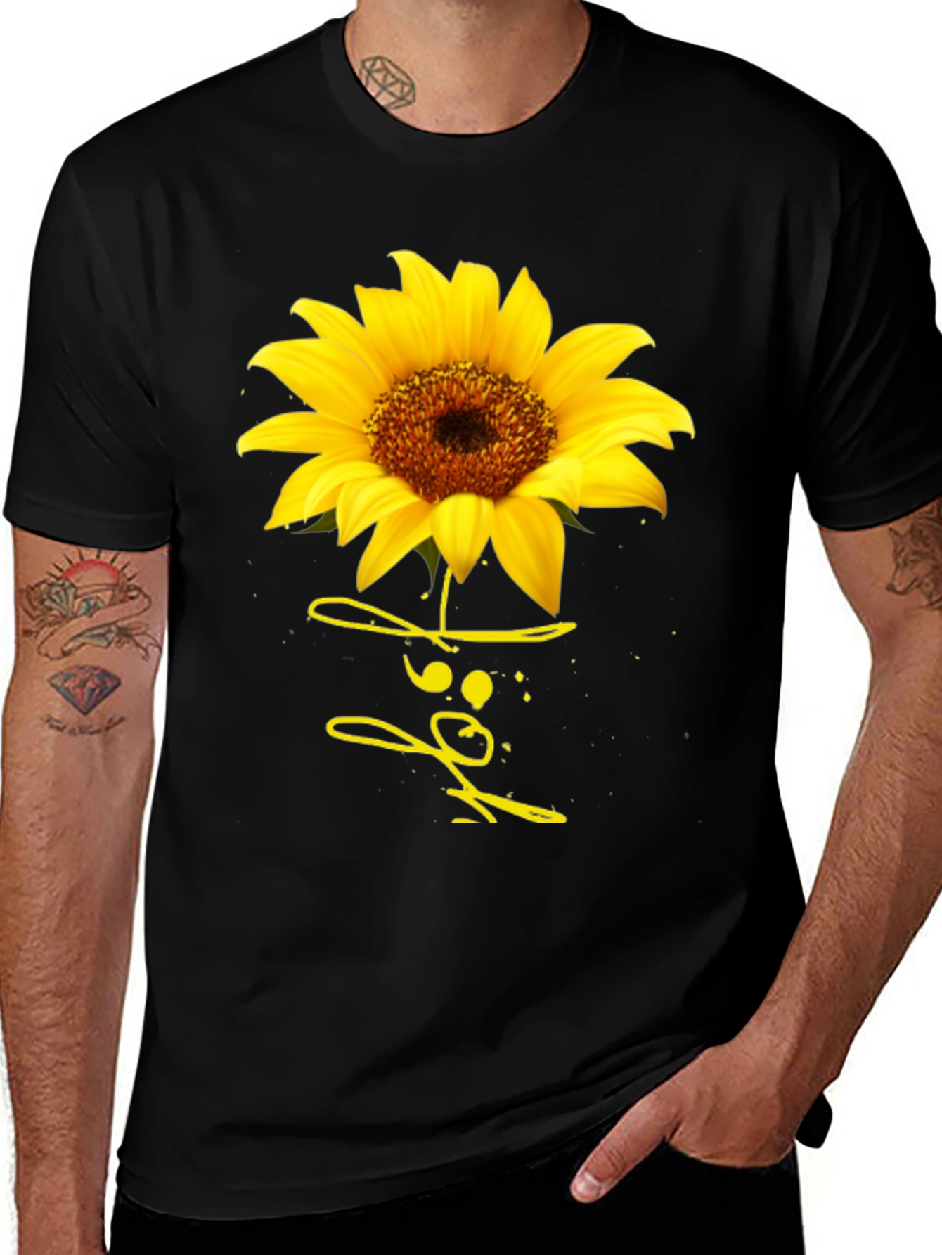 Variant 9 of Sunflower Graphic Print Black T-Shirt