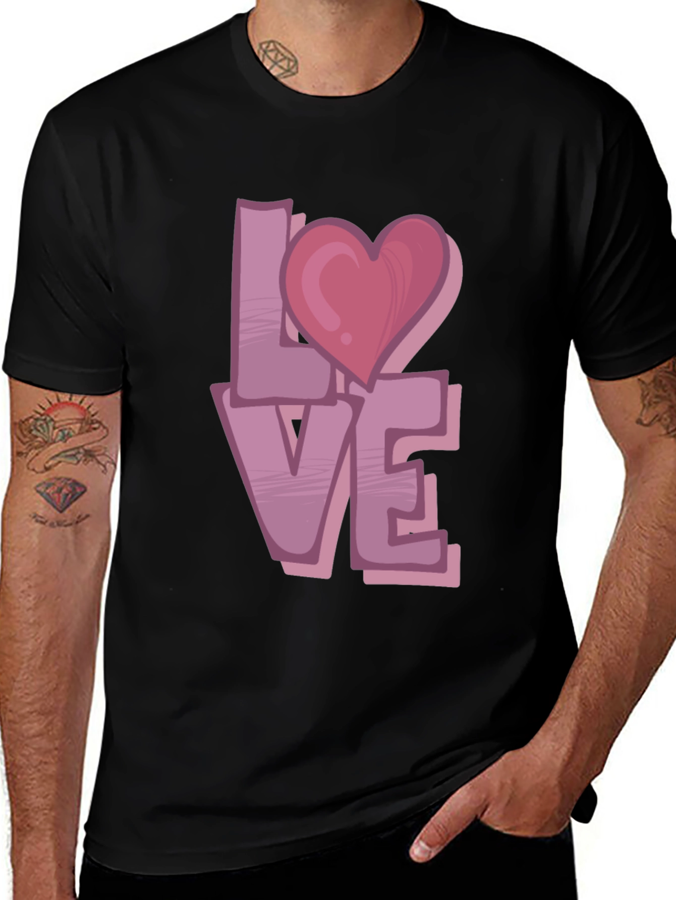 Variant 12 of Love Heart Graphic Black T-Shirt