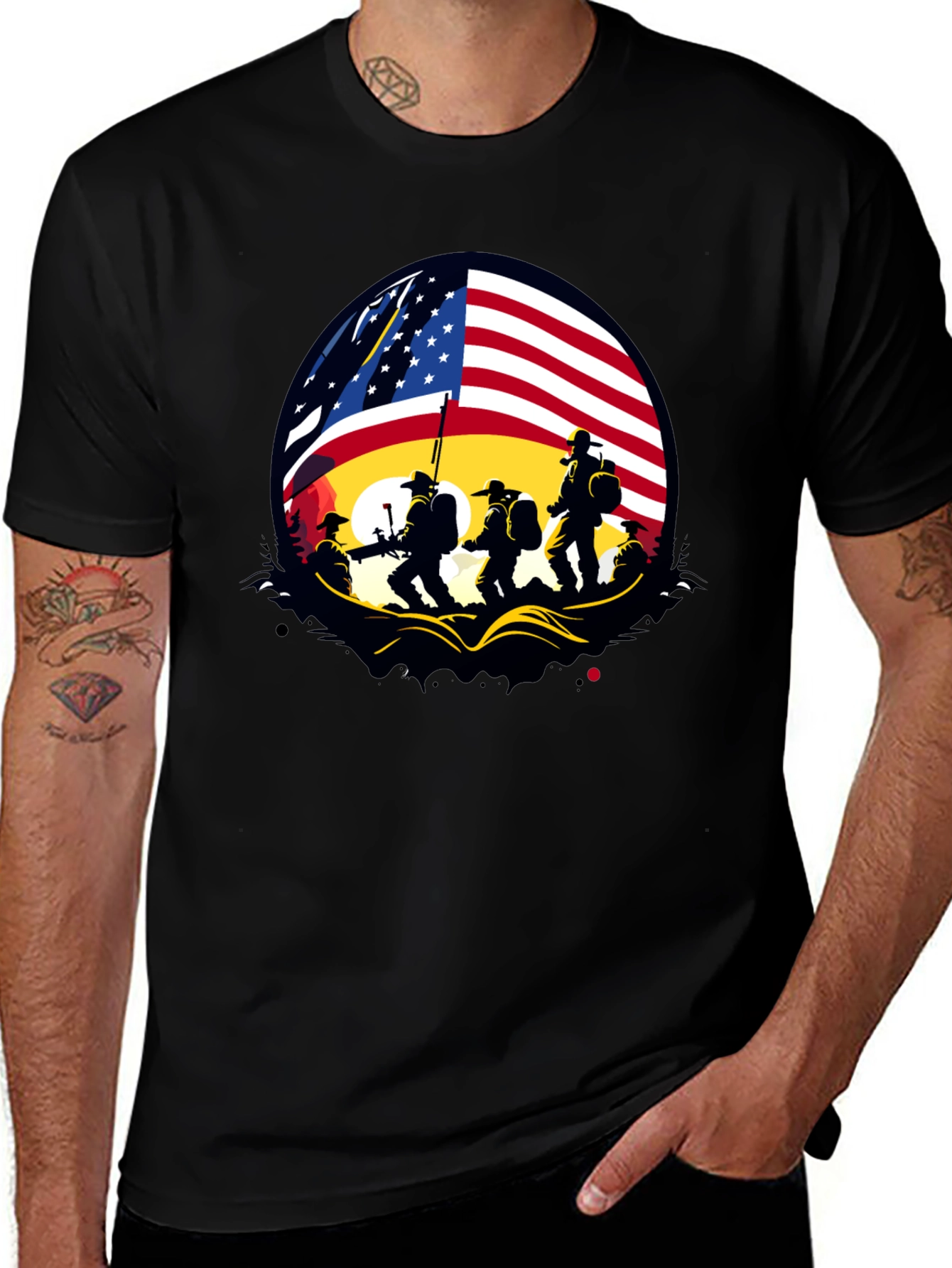 Variant 10 of Patriotic Firefighter Silhouette T-Shirt