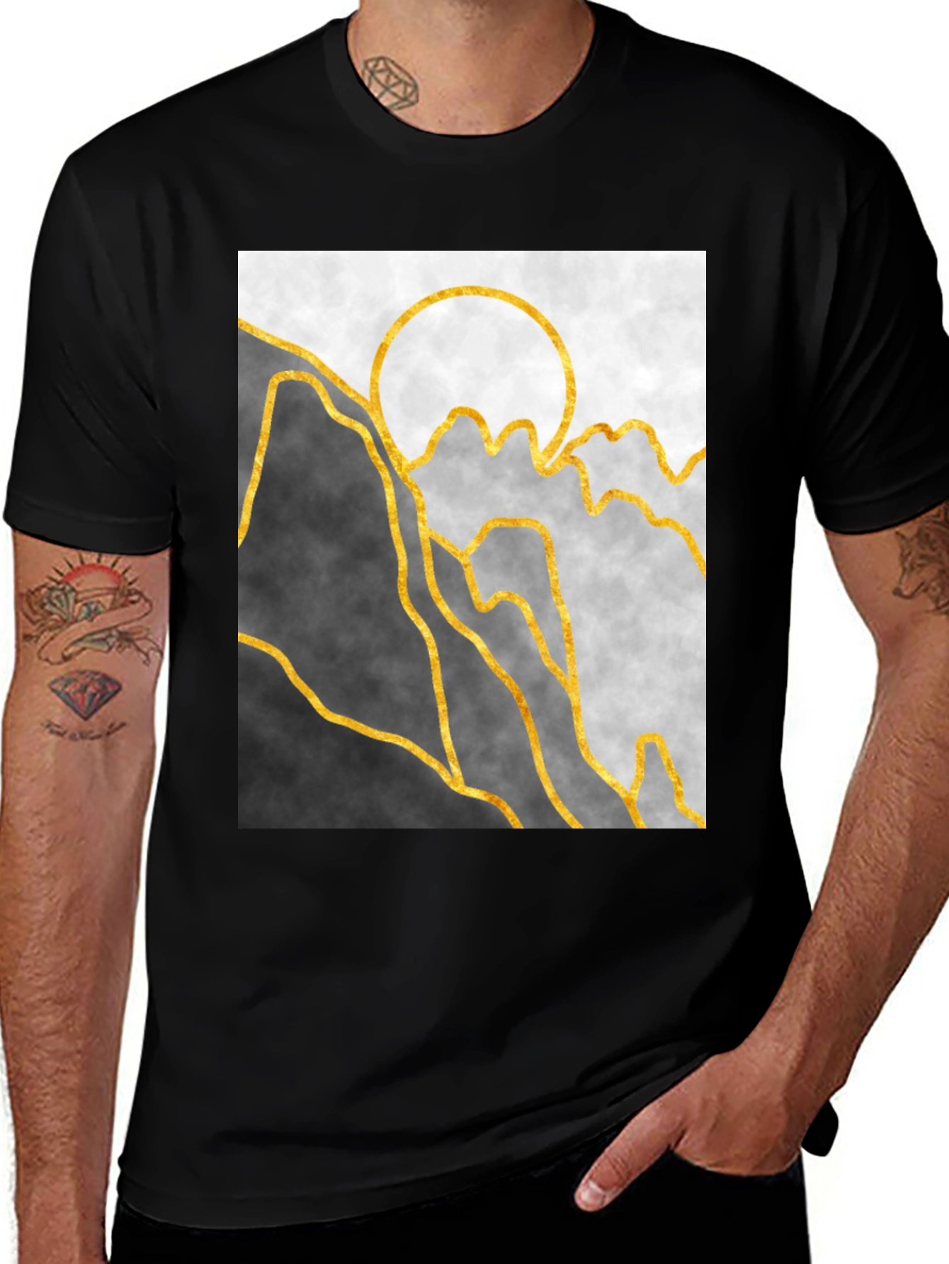 Variant 5 of Abstract Mountain & Sun Graphic Tee