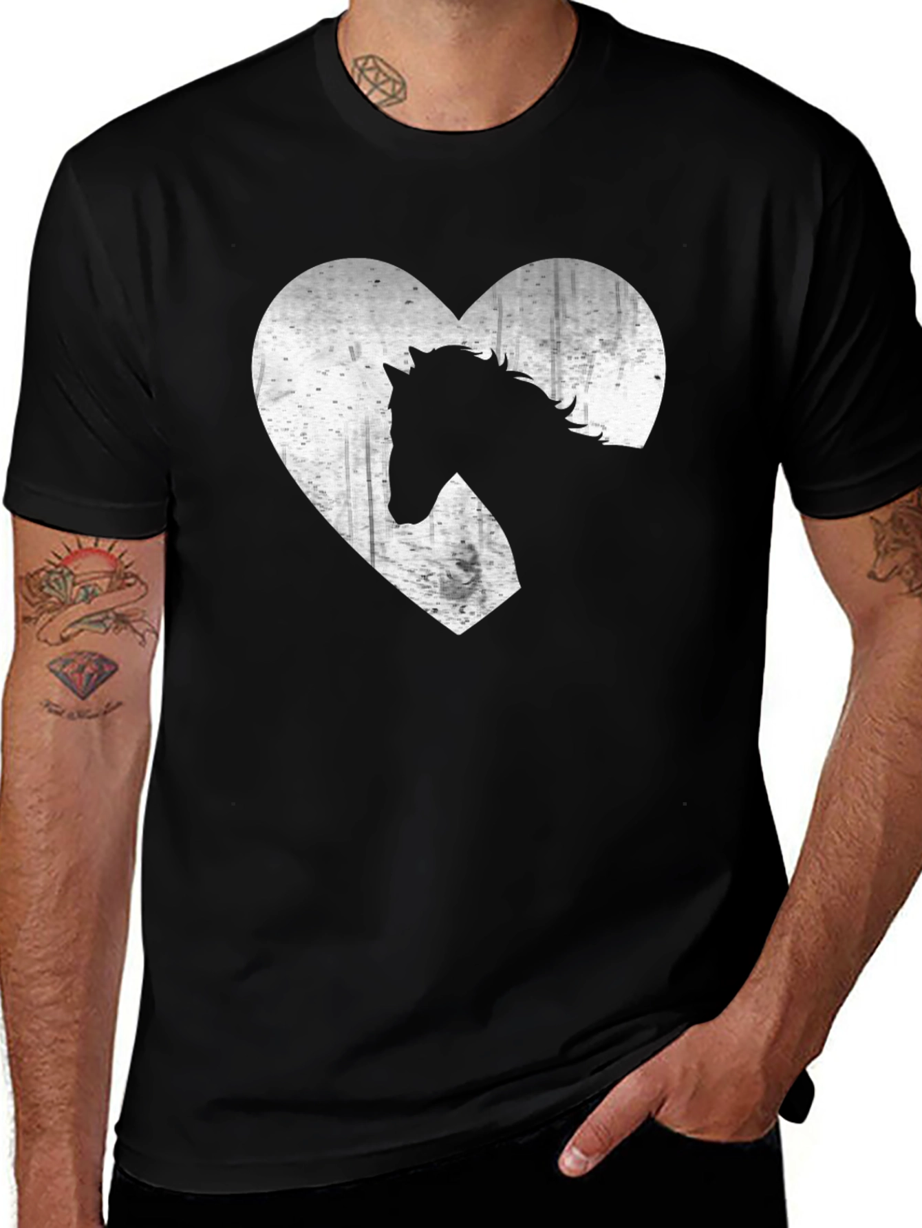 Variant 6 of Horse Lover Tee - Heart Graphic Print