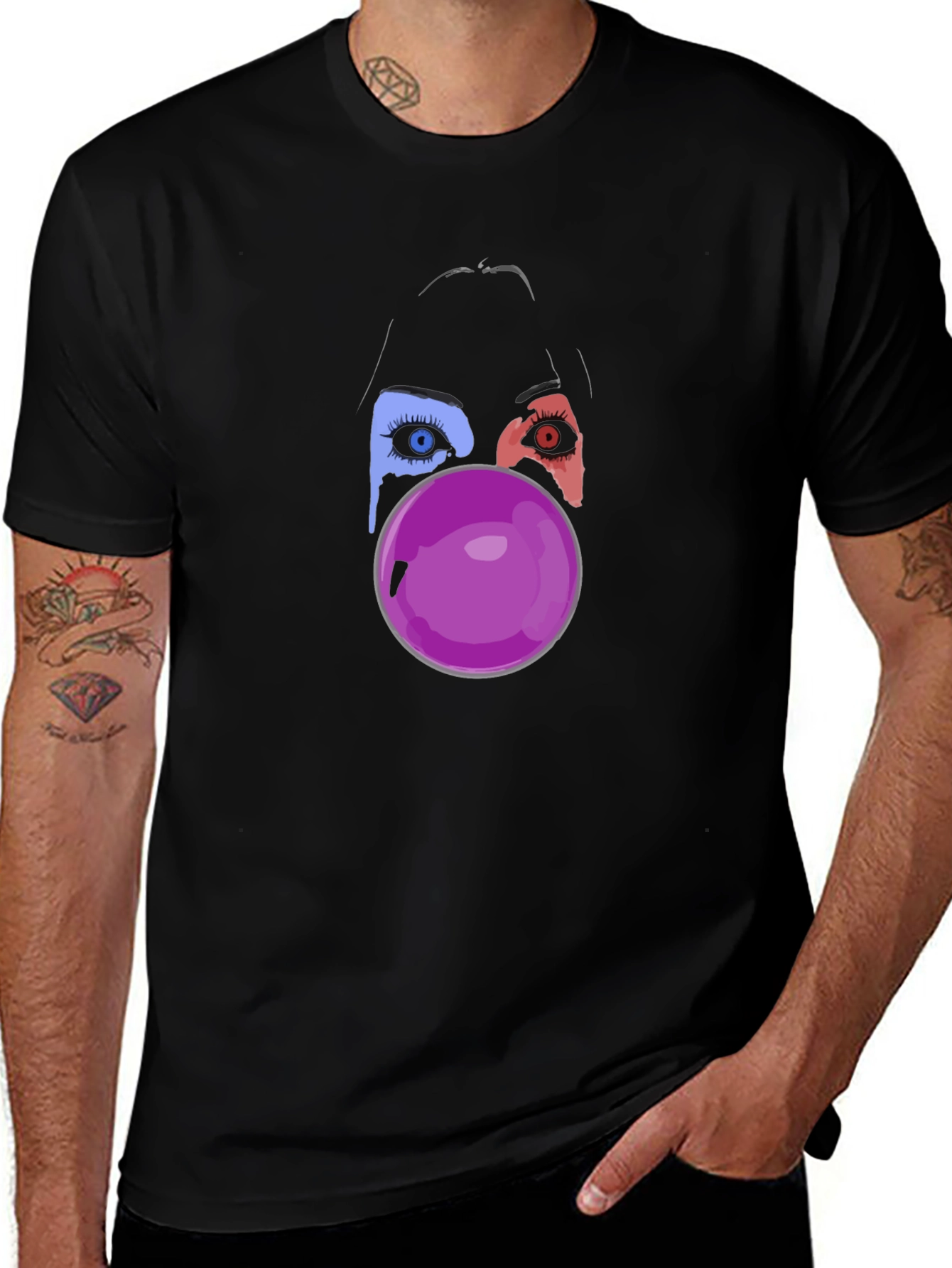 Variant 17 of Eye See You Bubble Gum Black Tee