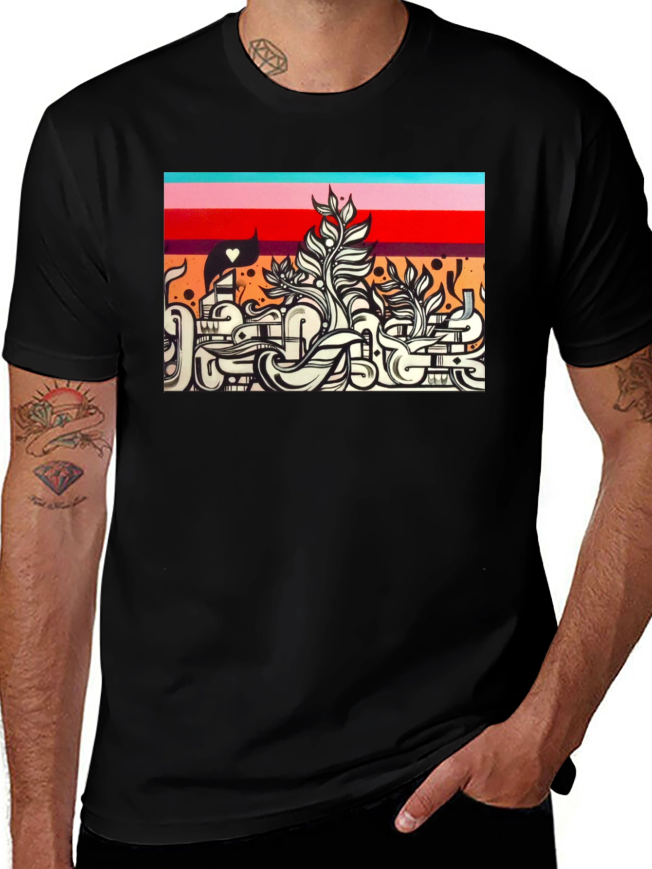 Variant 28 of Urban Art Tee - Cool Graphic Print Black T-Shirt