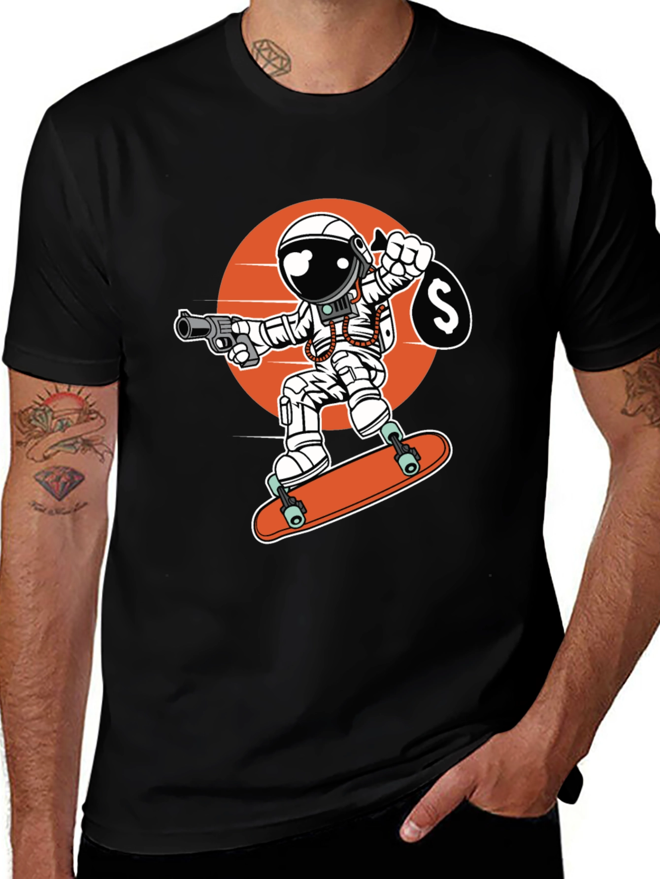 Variant 26 of Astronaut Skateboarder T-Shirt - Space Hustler