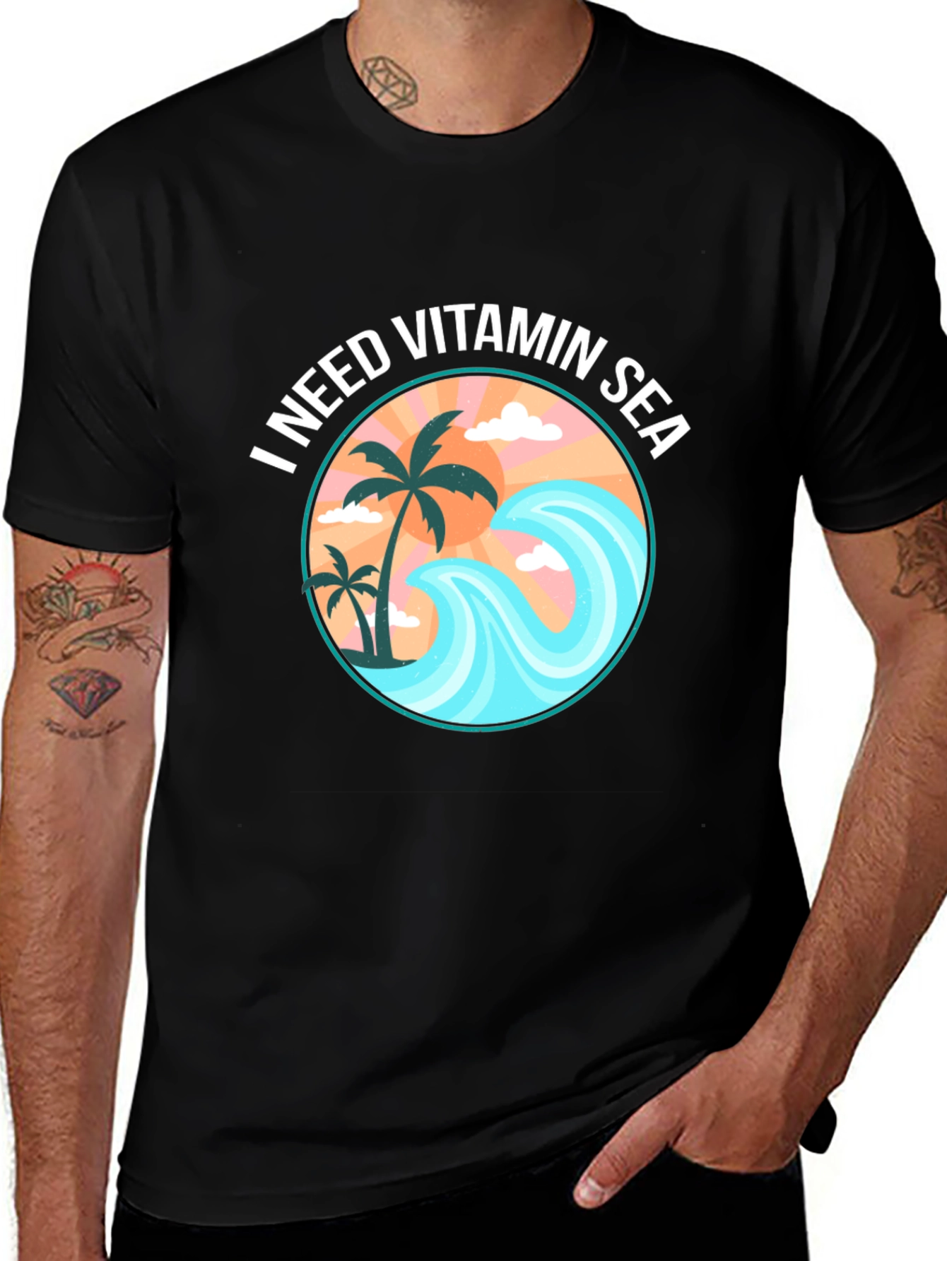 Variant 29 of Vitamin Sea Graphic Tee - Black Cotton T-Shirt