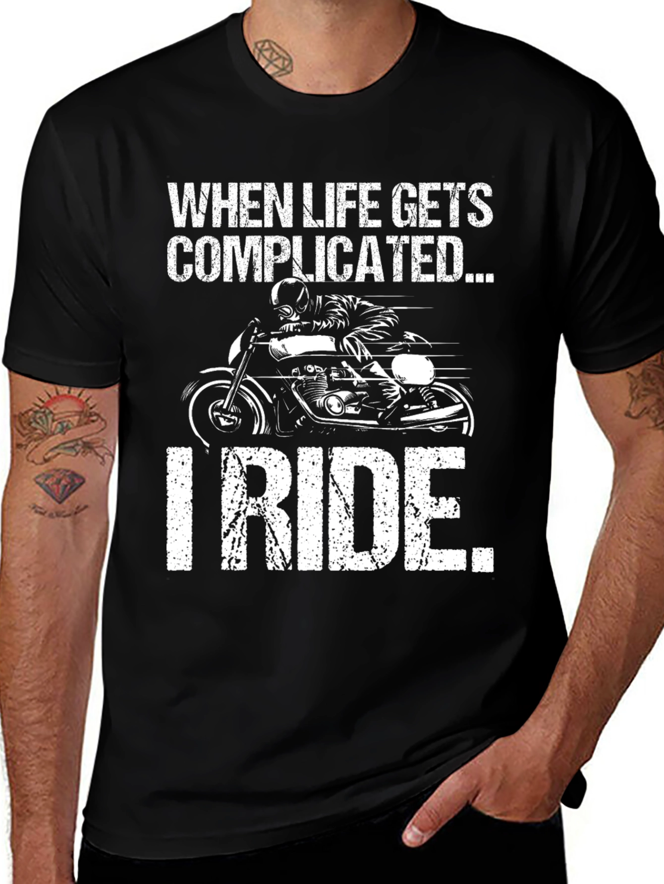 Variant 18 of When Life Gets Complicated I Ride Tee