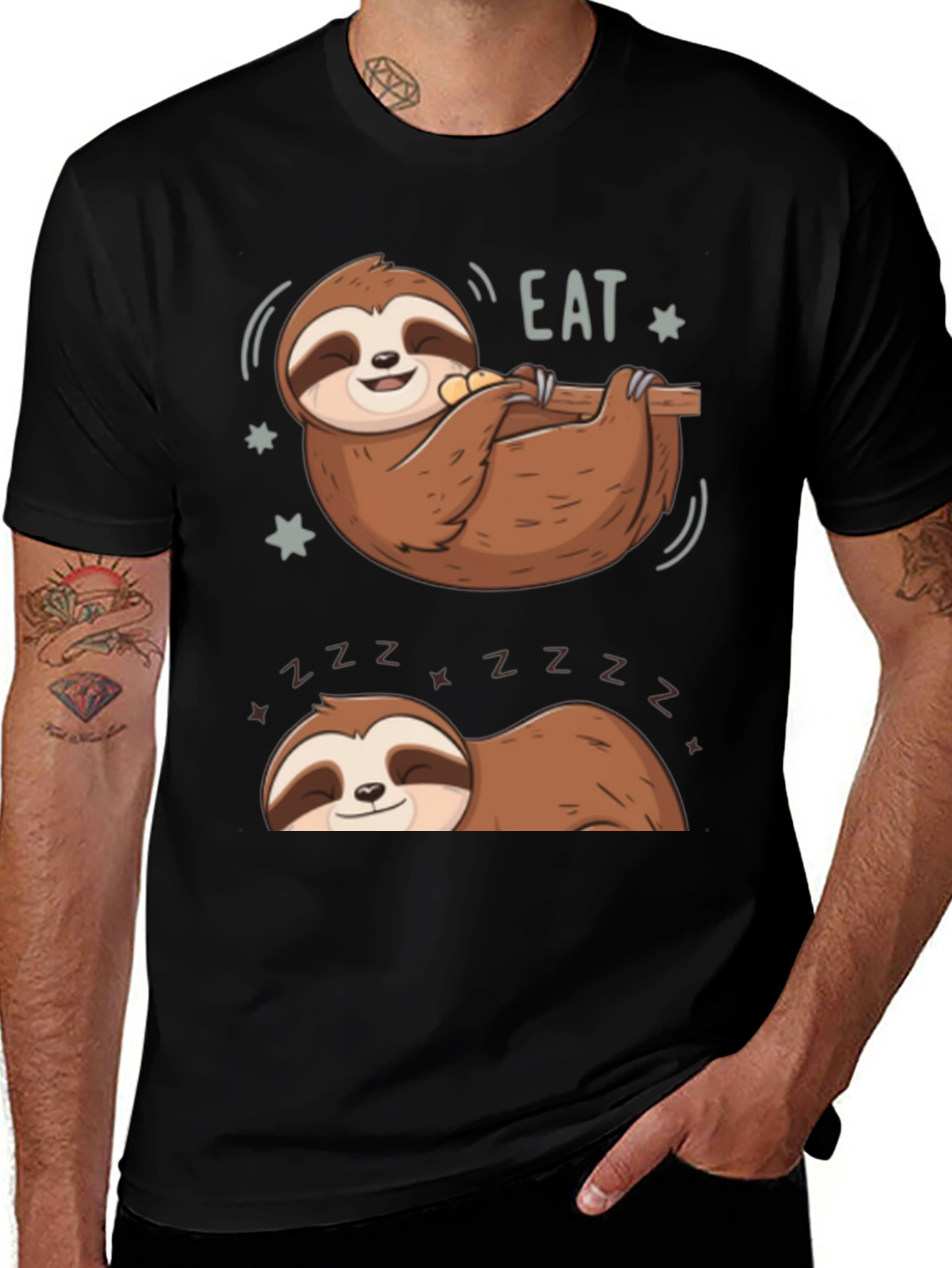Variant 4 of Lazy Sloth Eat & Sleep Graphic Tee