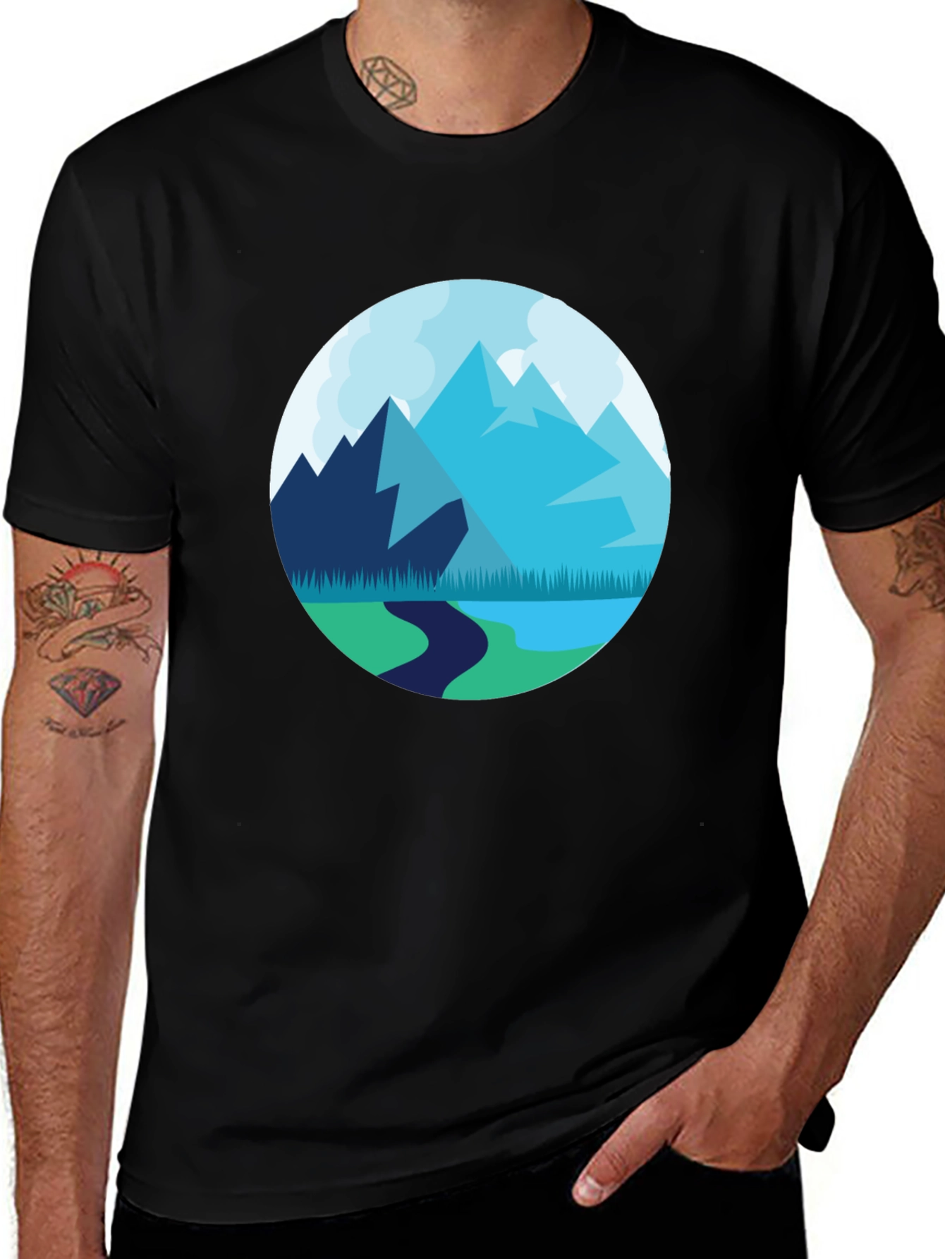 Variant 4 of Mountain Vista T-Shirt - Round Graphic Tee