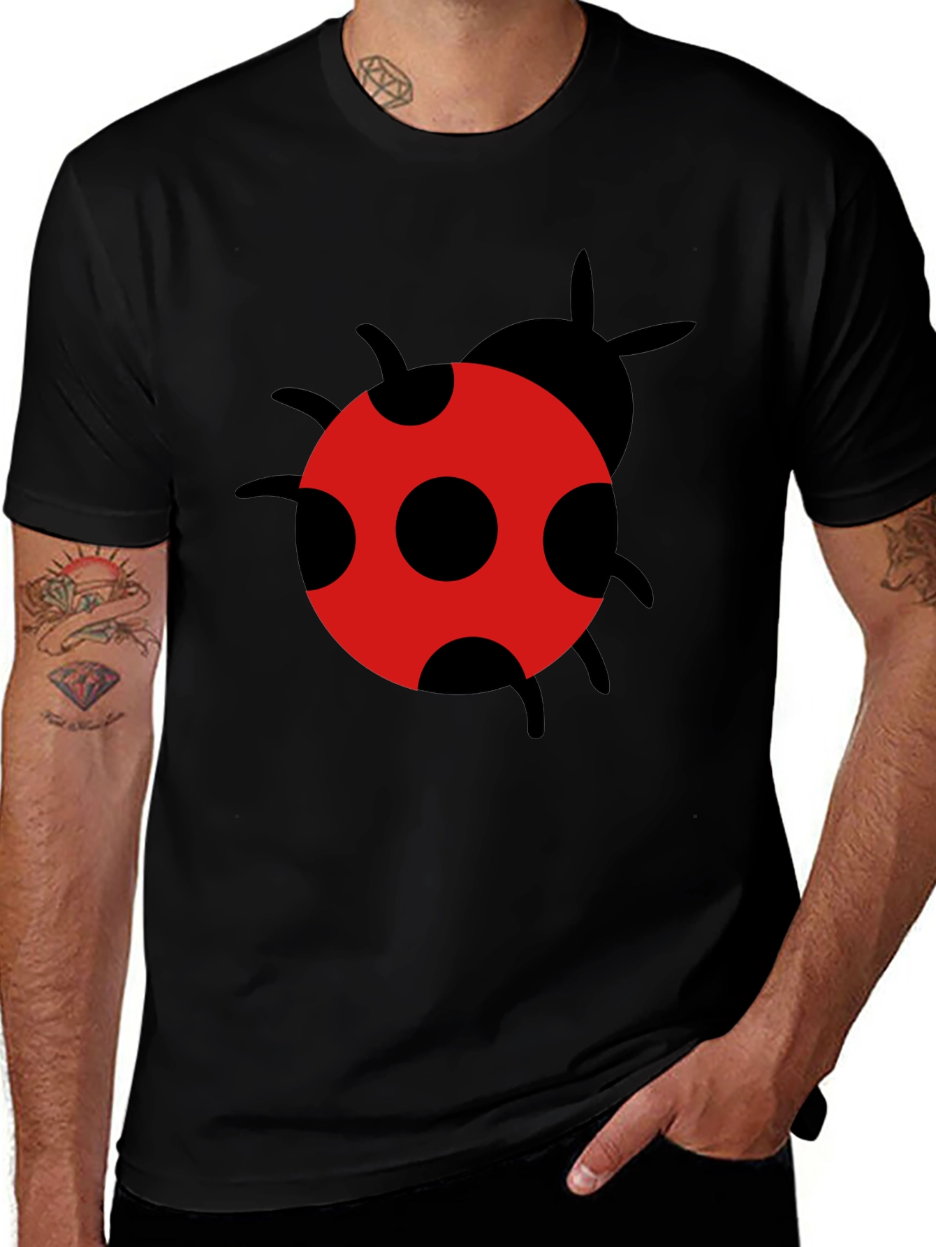 Variant 6 of Ladybug Graphic Tee - Black Casual Shirt