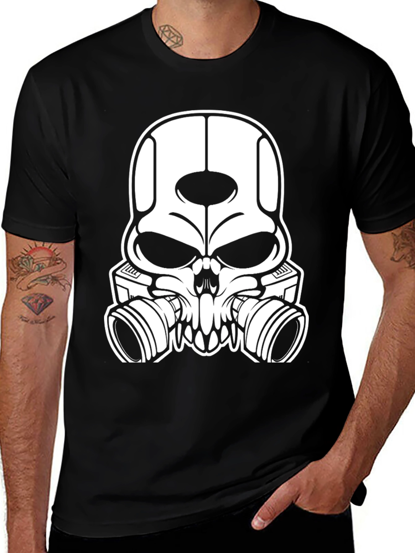 Variant 19 of Skull Gas Mask Black Graphic Tee