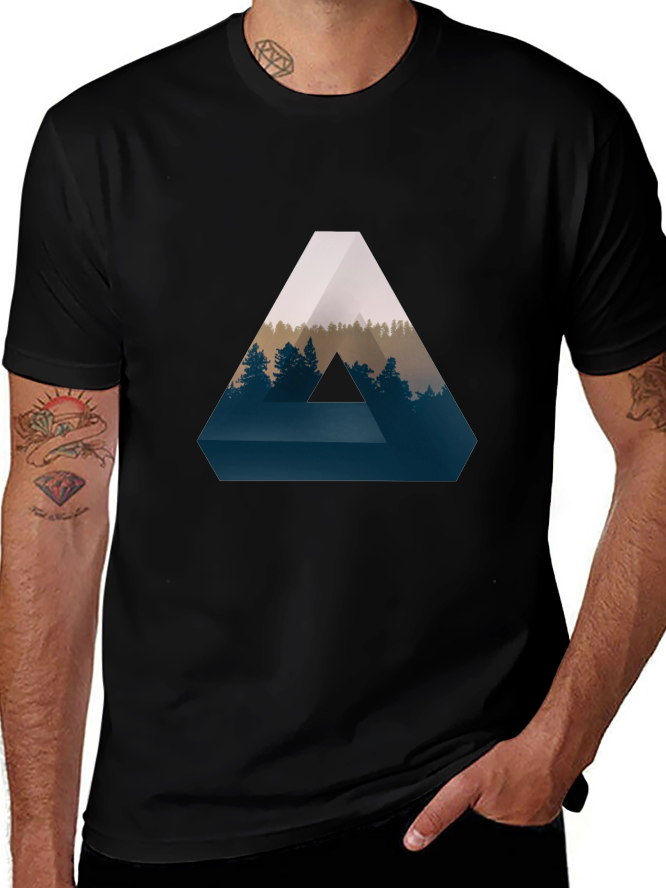 Variant 29 of Geometric Forest Print T-Shirt - Stylish and Unique