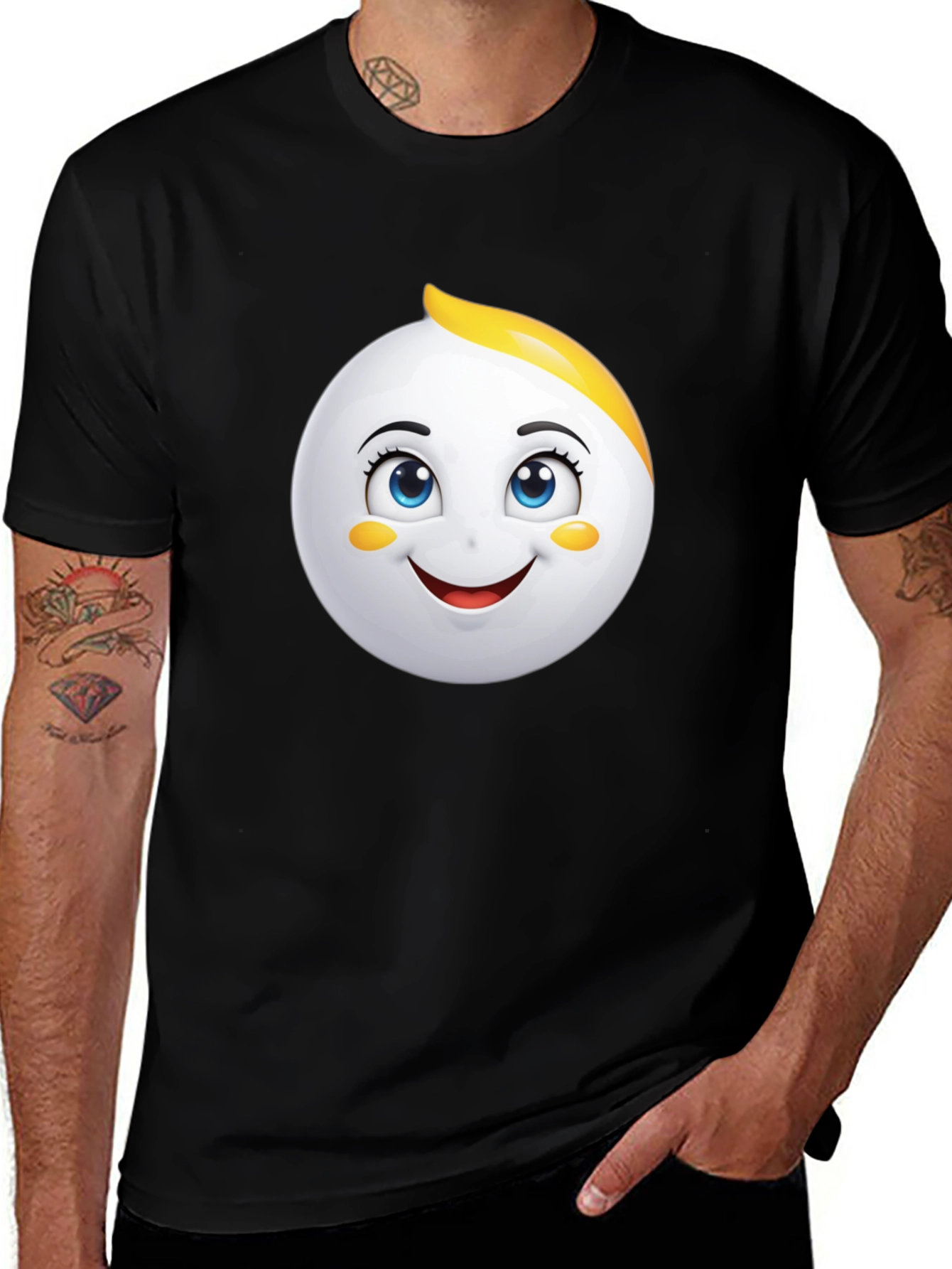 Variant 22 of Emoji Face Graphic Black T-Shirt