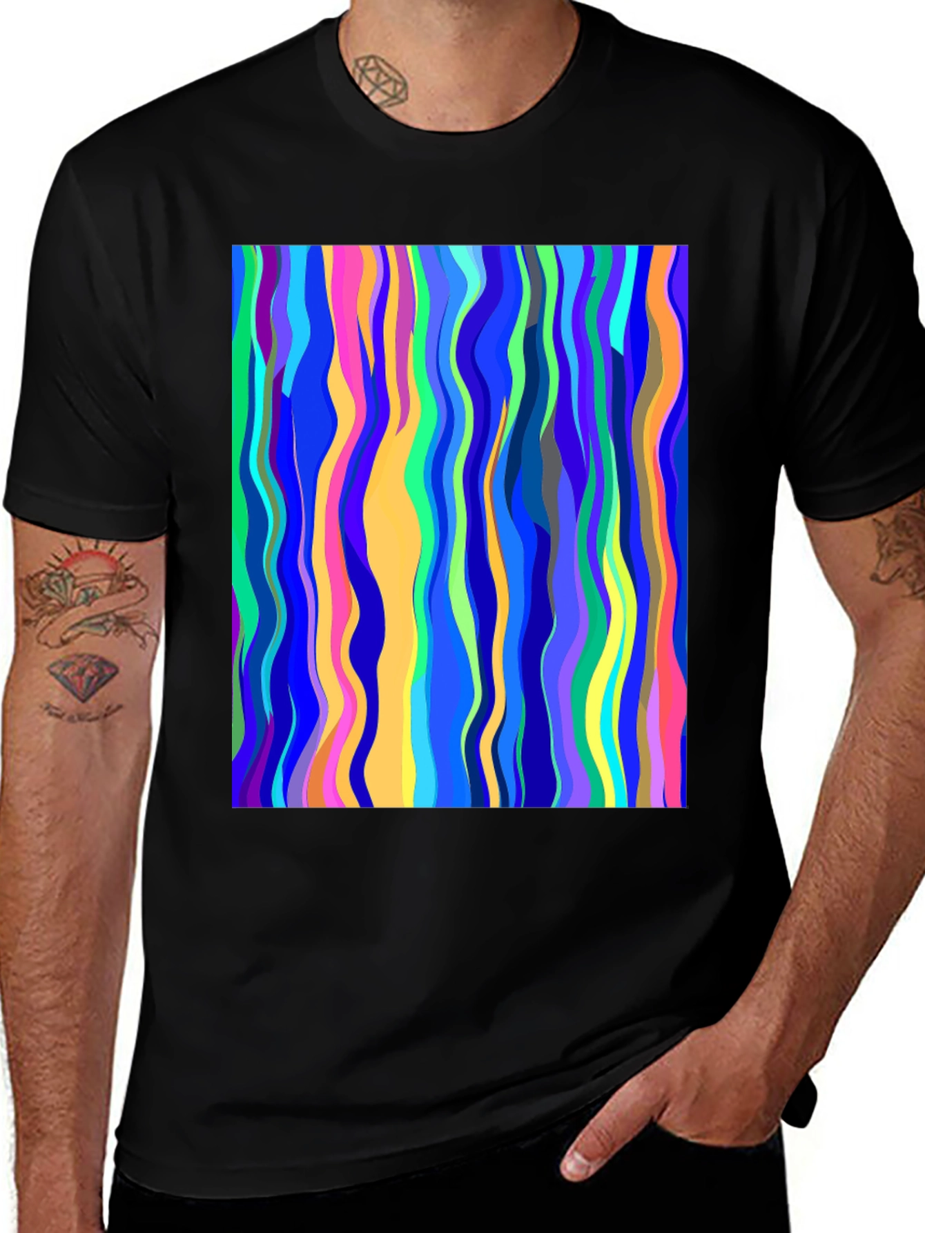 Variant 11 of Abstract Art Wavy Lines Graphic Tee - Modern Design