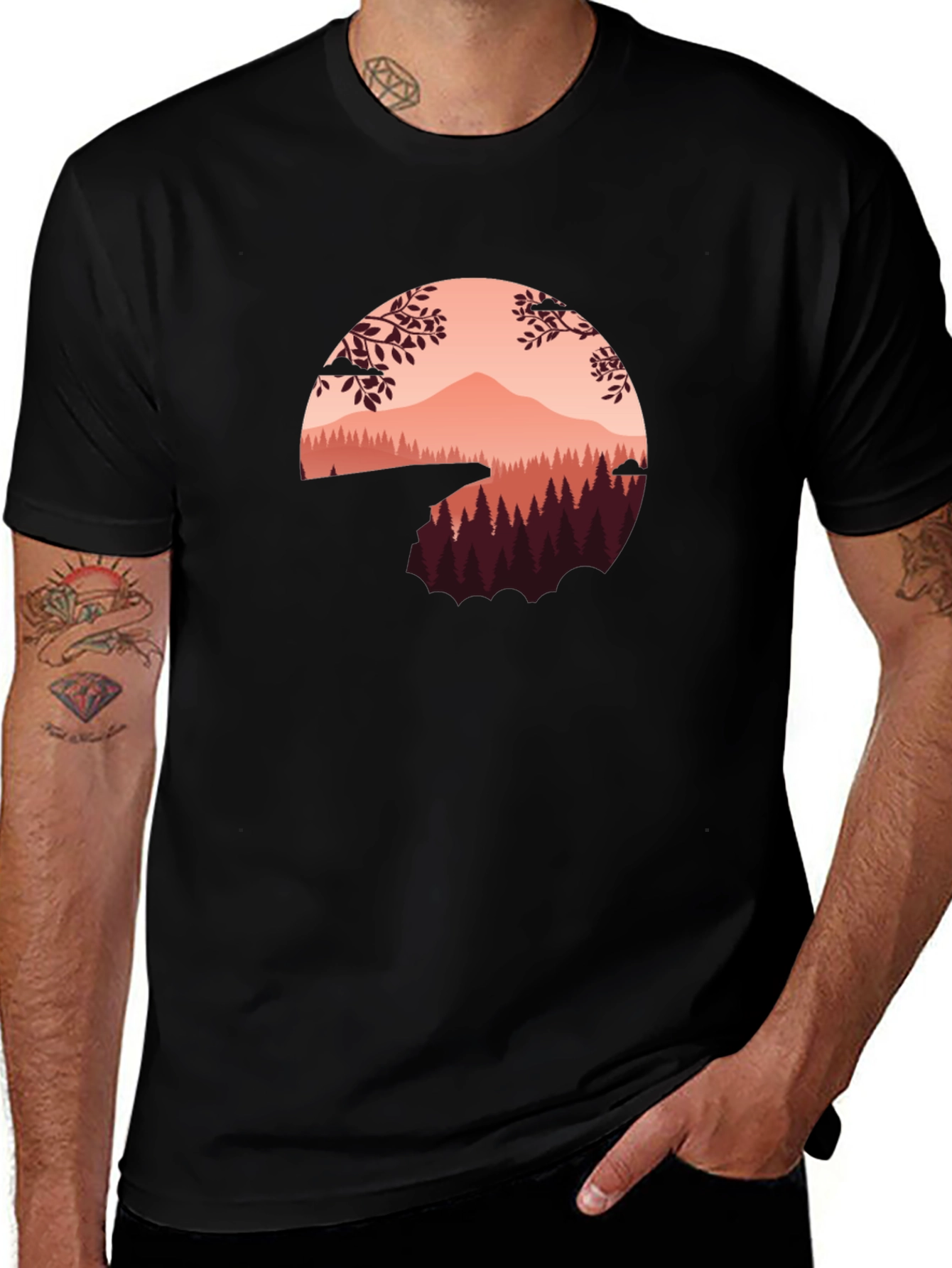 Variant 2 of Nature Graphic T-Shirt - Mountain Scene Tee