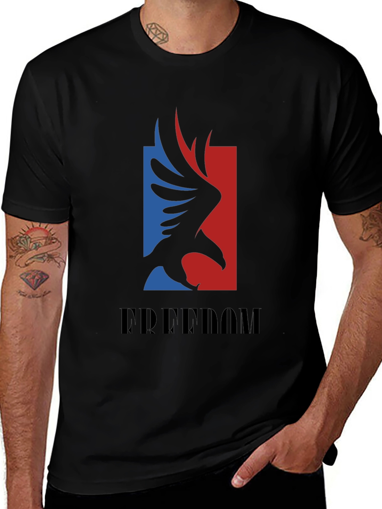 Variant 3 of Freedom Eagle Graphic Tee - Patriotic Black T-Shirt