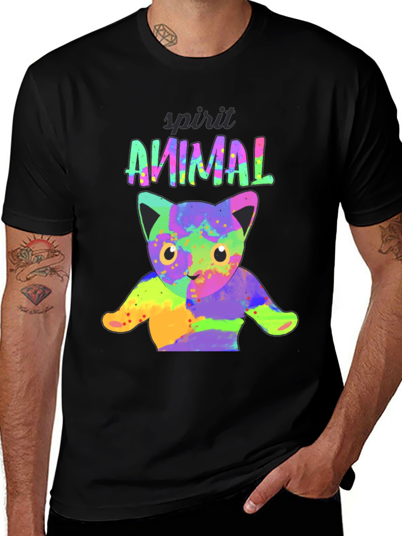 Variant 2 of Spirit Animal Watercolor Cat T-Shirt - Unique Graphic Tee