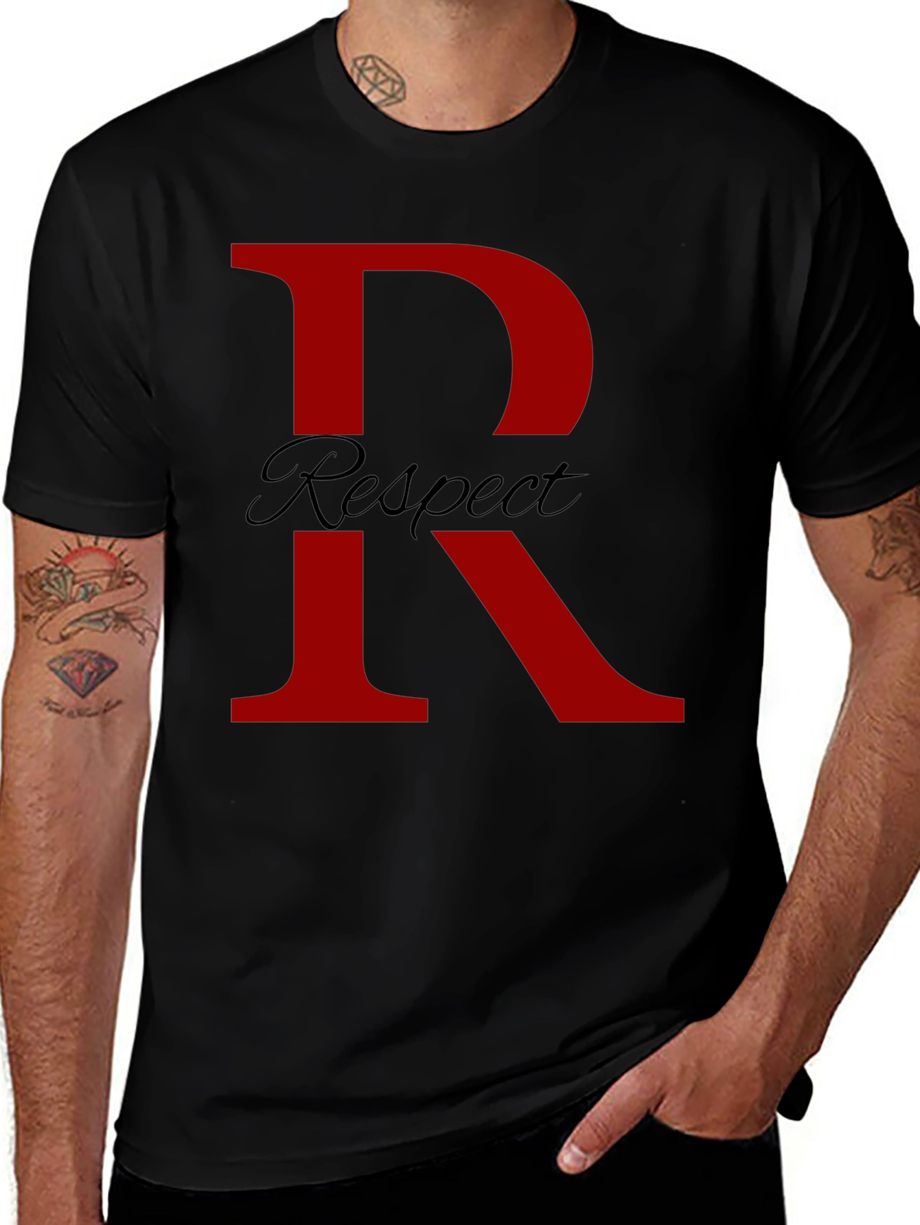 Variant 14 of Respect T-Shirt - Bold Red Initial