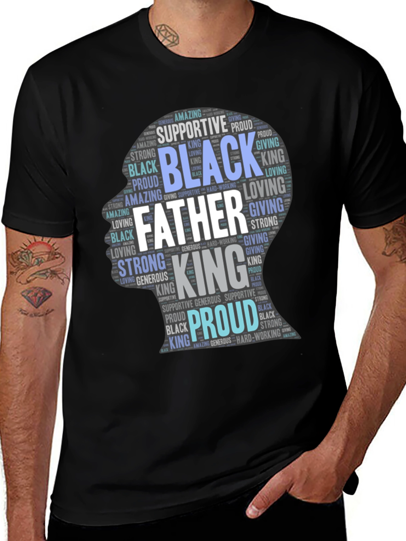 Black Father King Word Art Tee