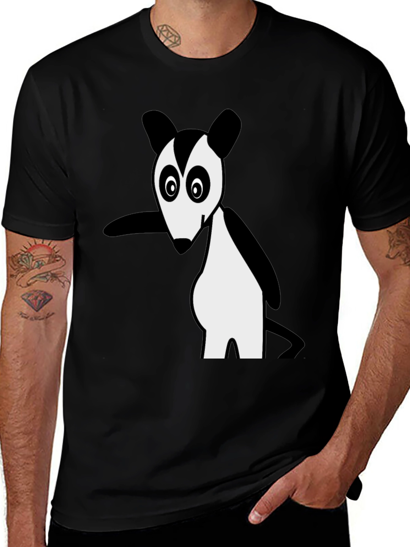 Cartoon Opossum Black T-Shirt