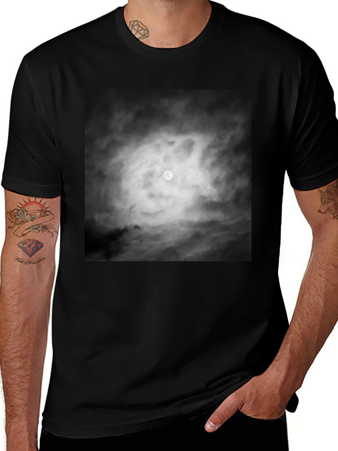 Variant 20 of Moonlit Night Graphic Tee - Black