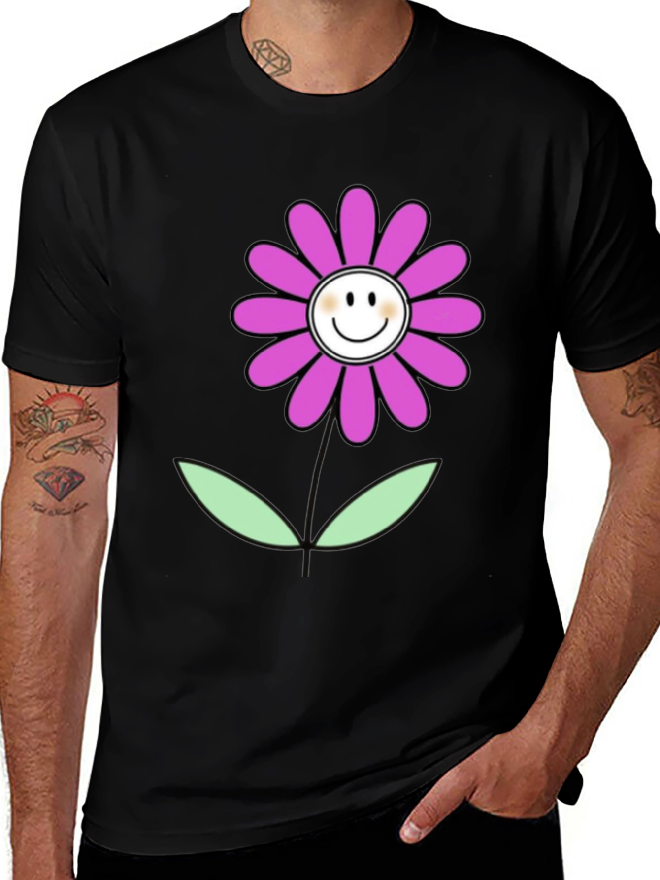 Variant 14 of Smiley Flower Graphic Tee - Casual Comfort