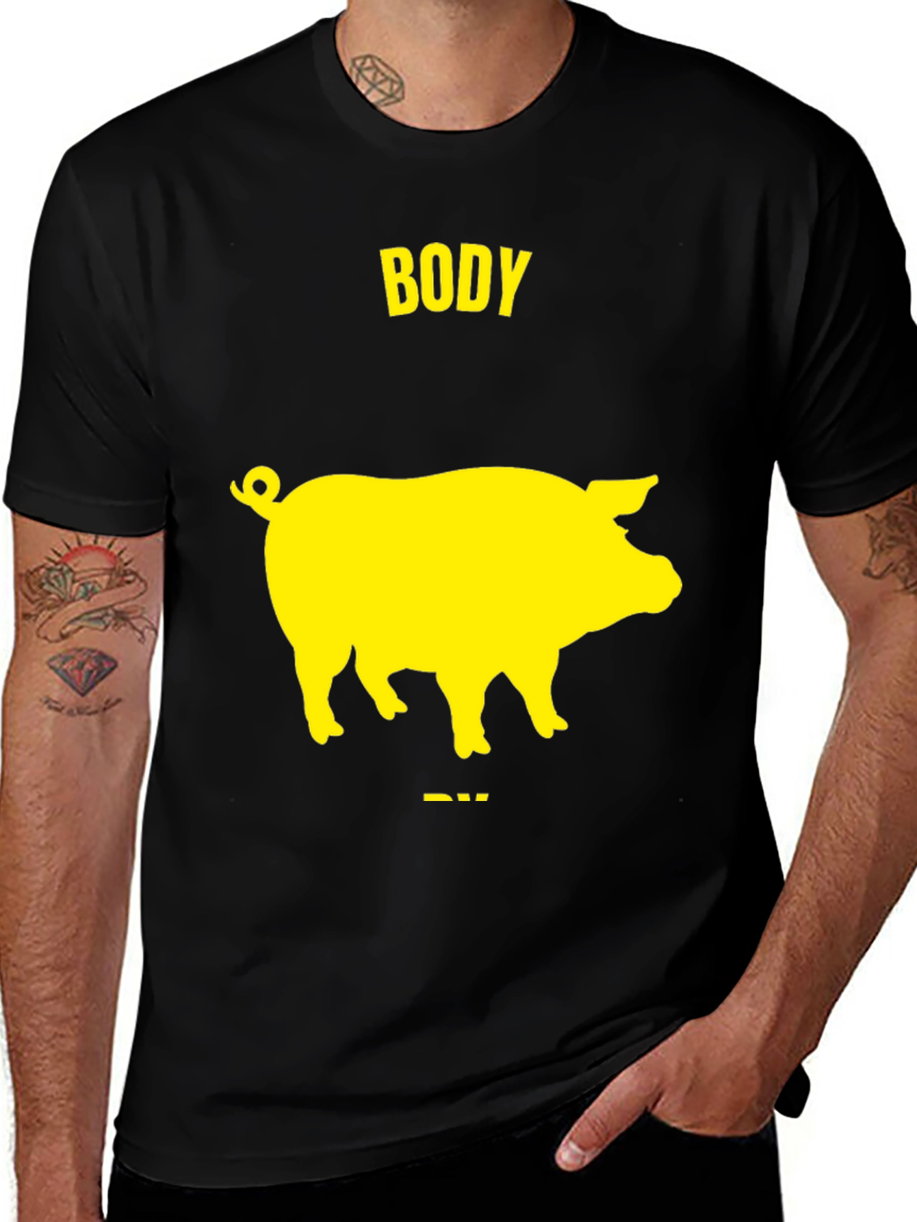 Variant 10 of Body Pig Funny T-Shirt - Black