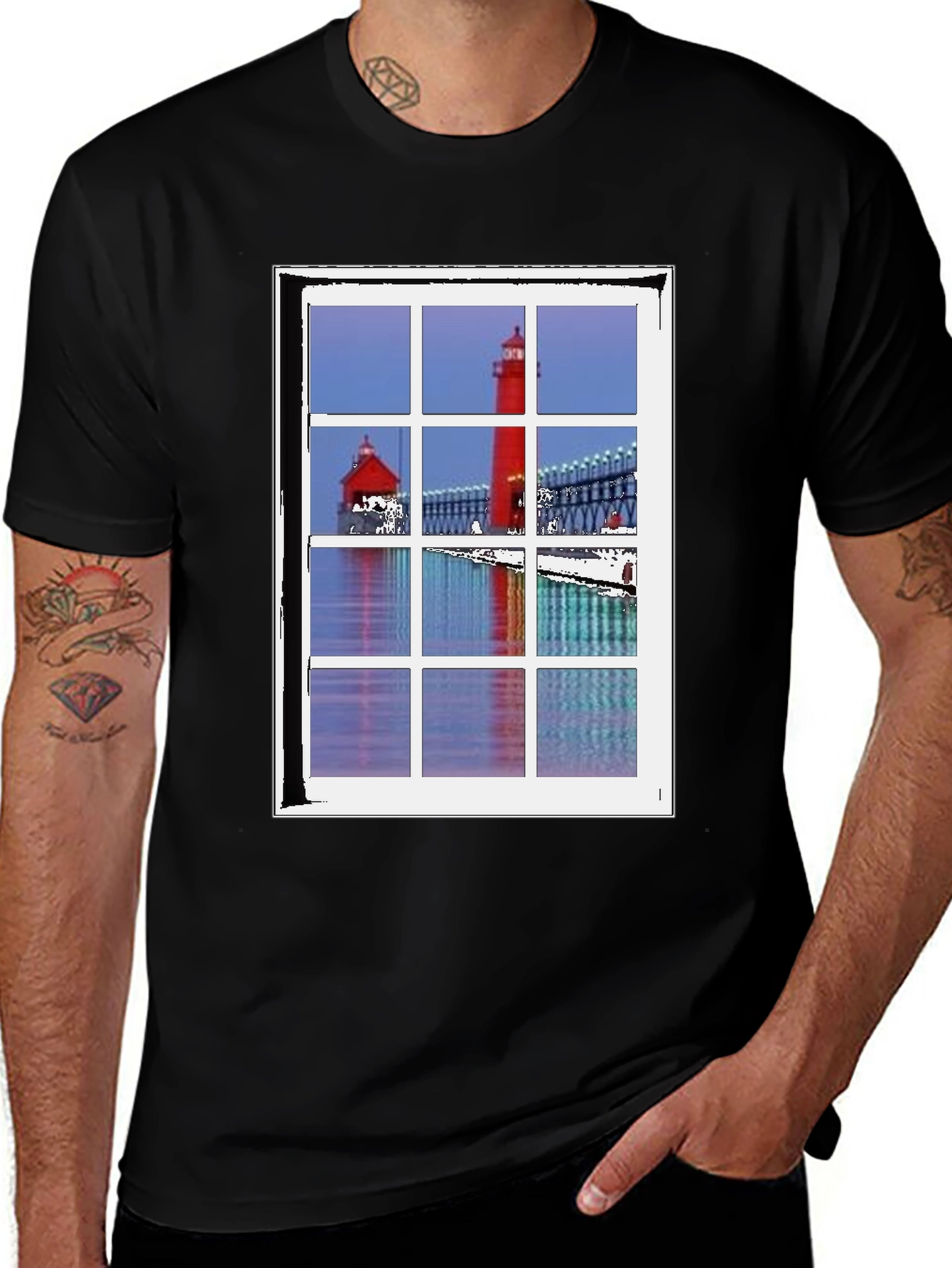 Variant 25 of Lighthouse View T-Shirt - Unique Coastal Design