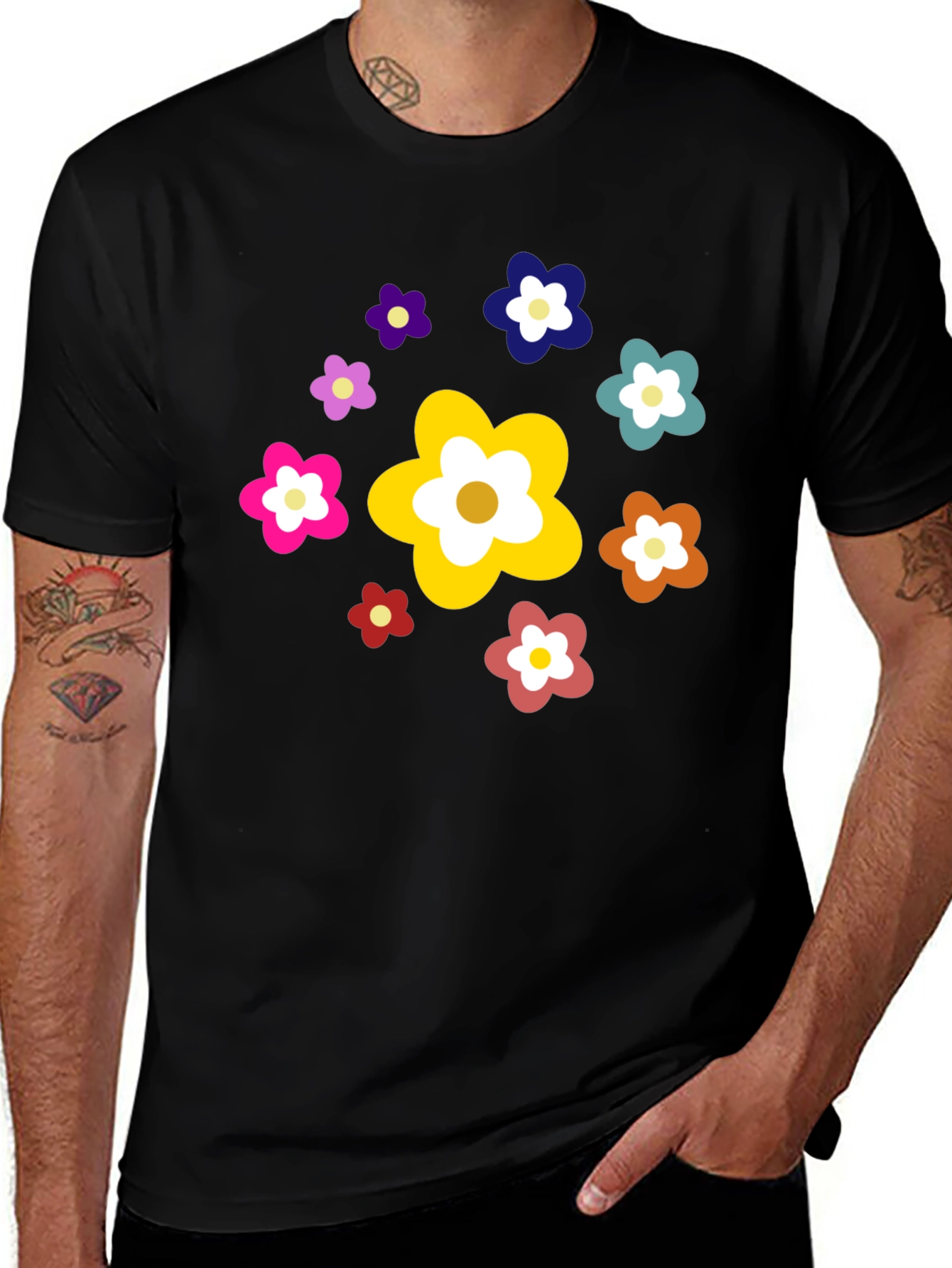 Floral Power Black Tee