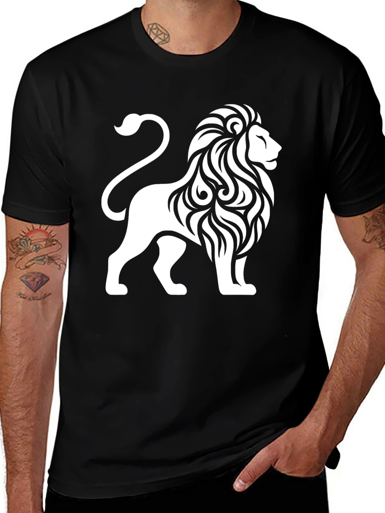 Variant 16 of Lion Graphic Black T-Shirt