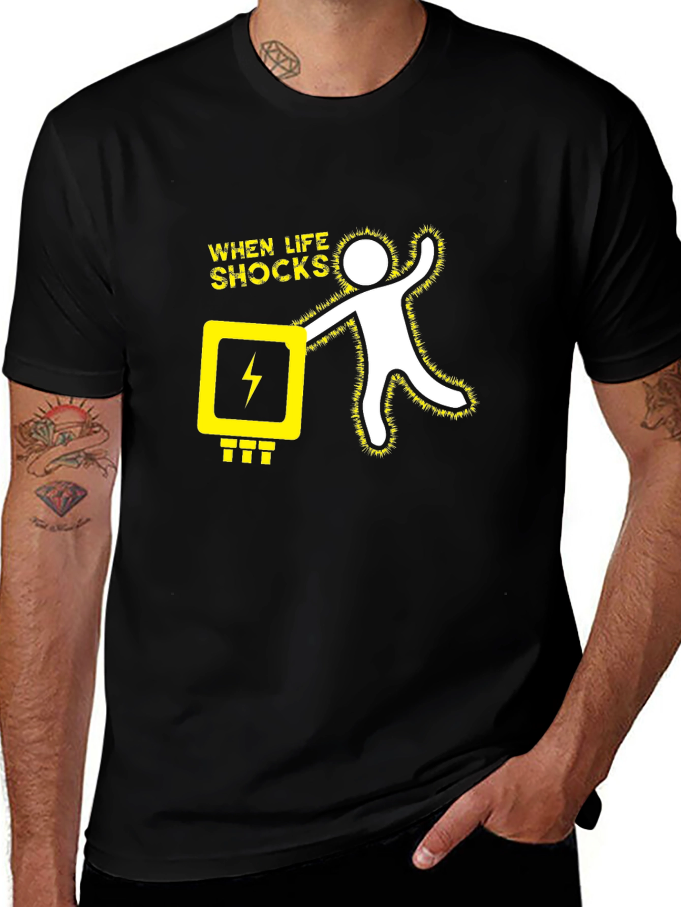 Variant 10 of When Life Shocks Humor Graphic T-Shirt