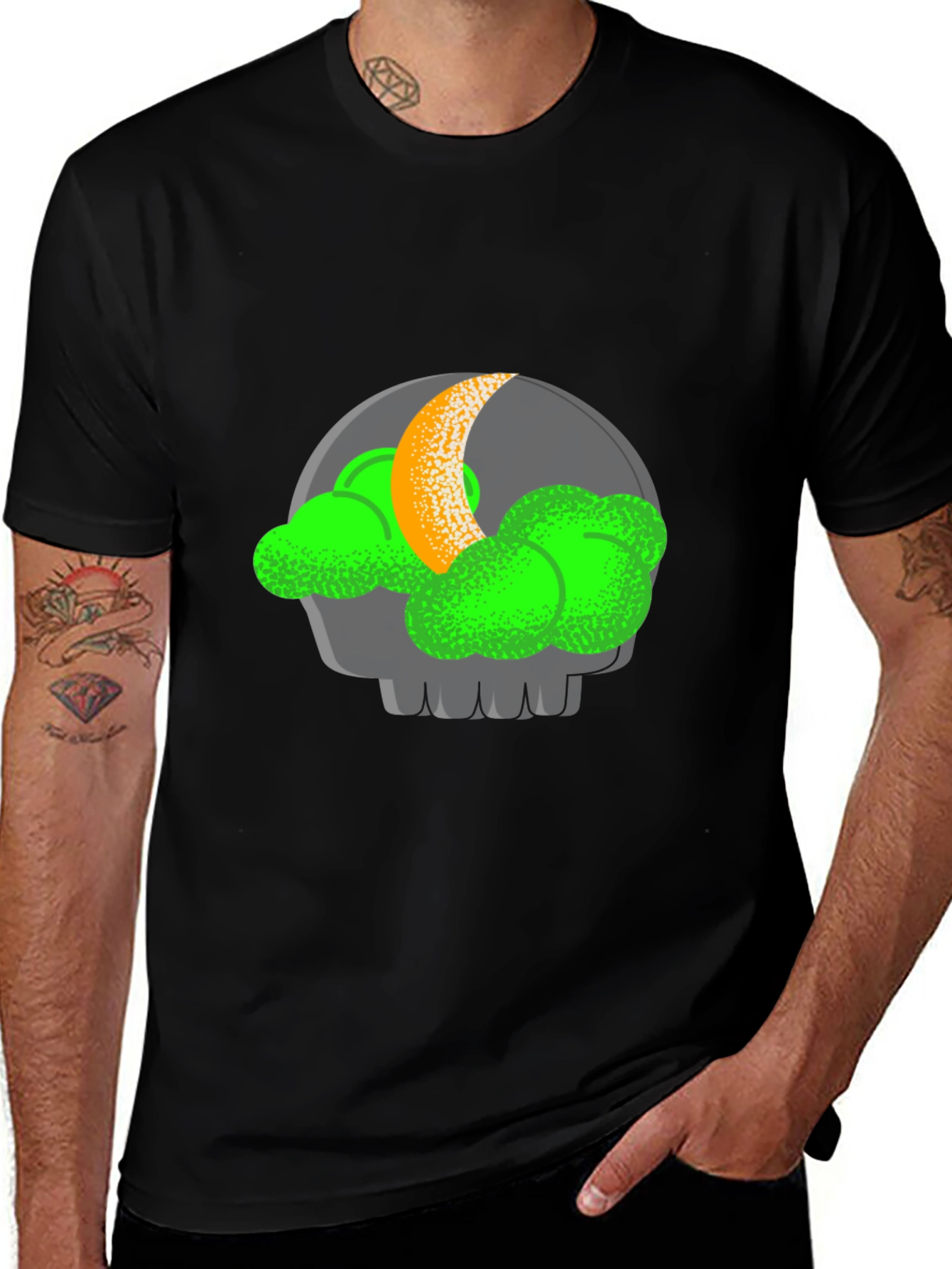Variant 4 of Skull Moon Cloud Graphic Tee - Unique Black T-Shirt