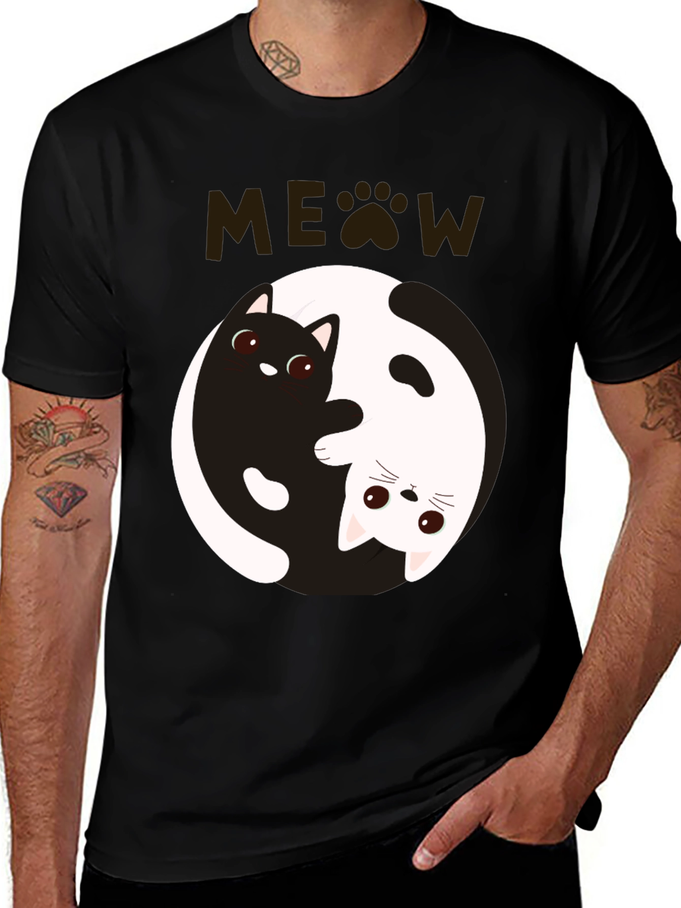 Variant 18 of Yin Yang Cat T-Shirt - Meow Design