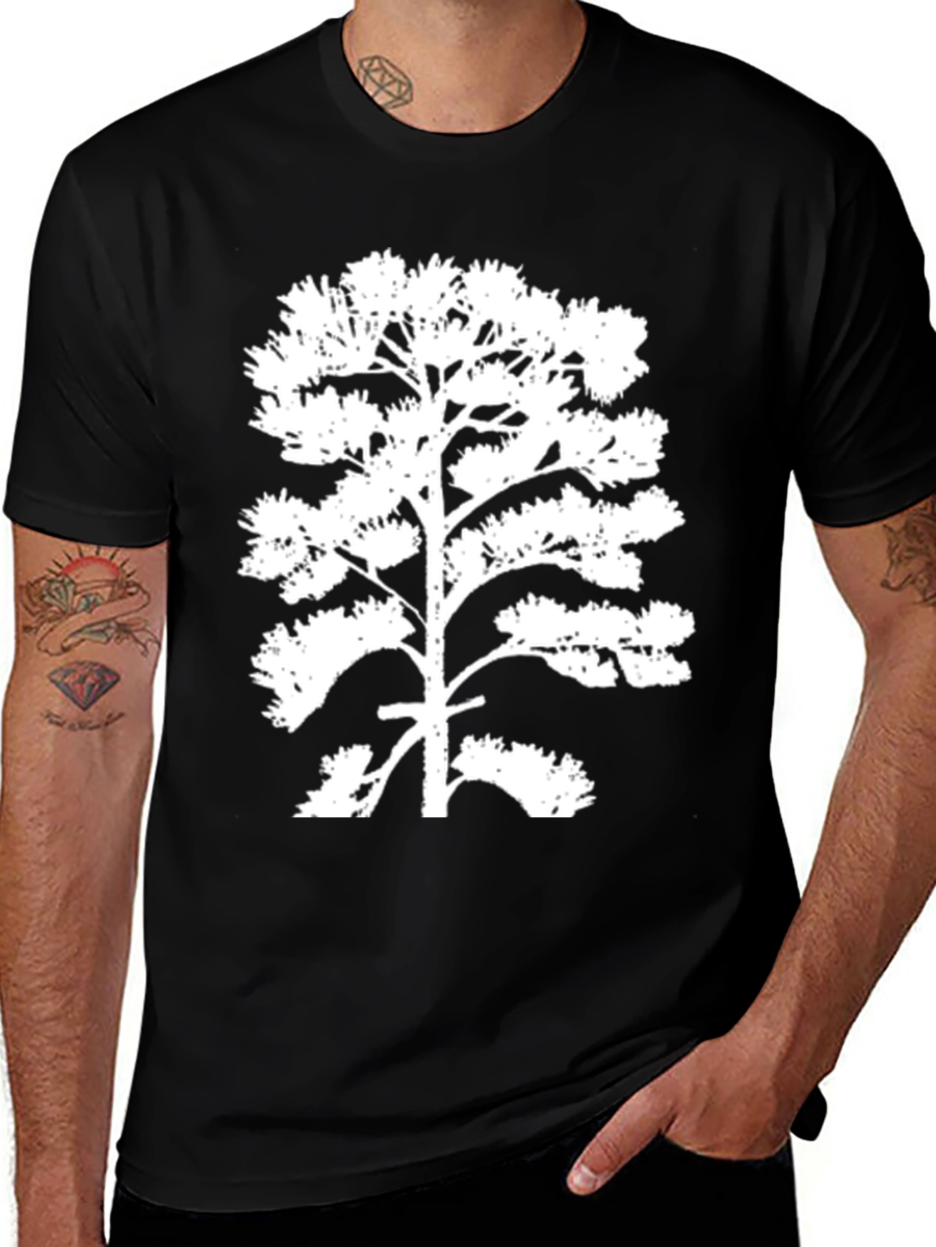 Variant 3 of Tree Graphic Tee - Black Cotton T-Shirt
