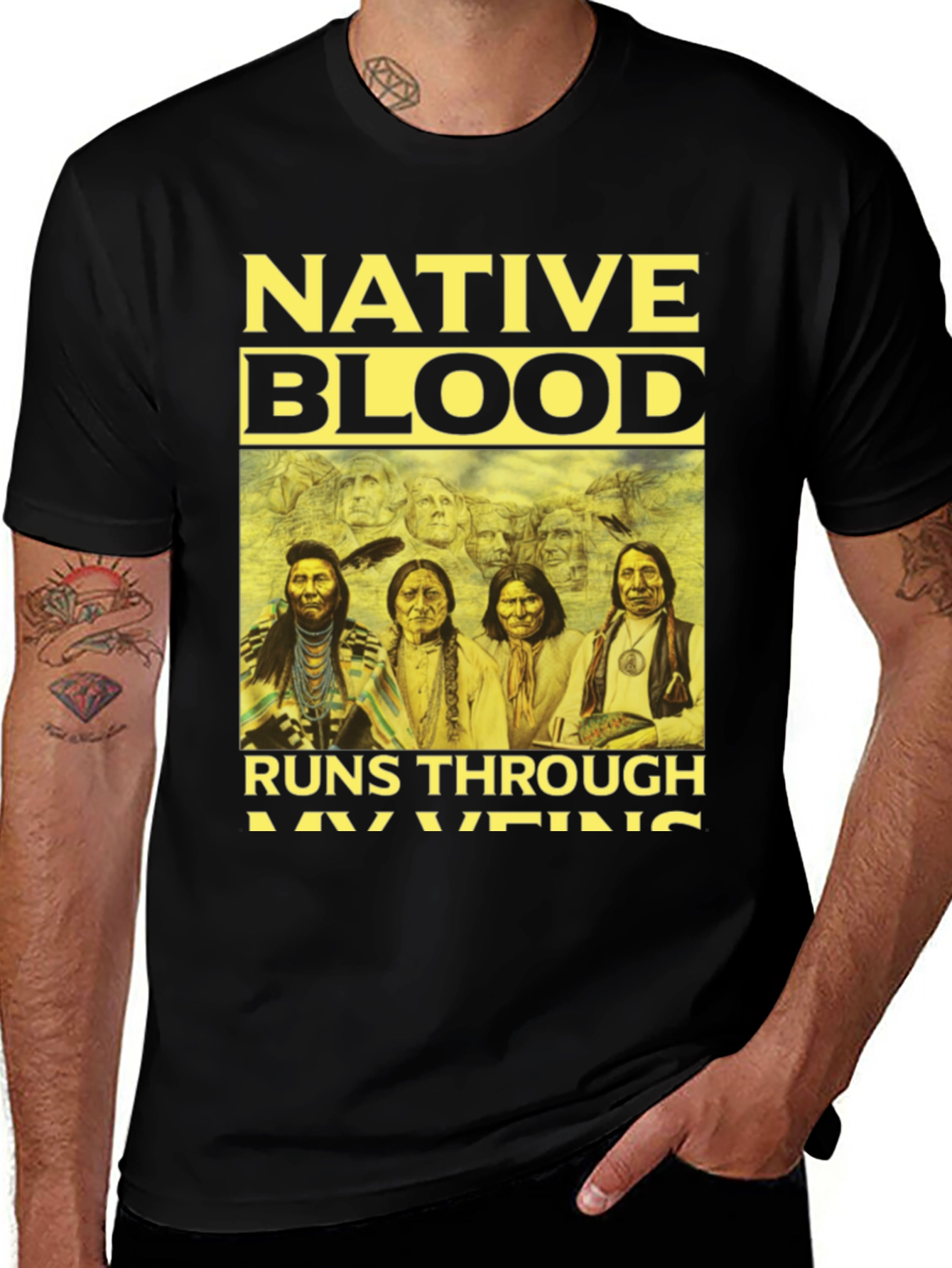 Variant 25 of Native Blood Runs Through My Veins Graphic Tee