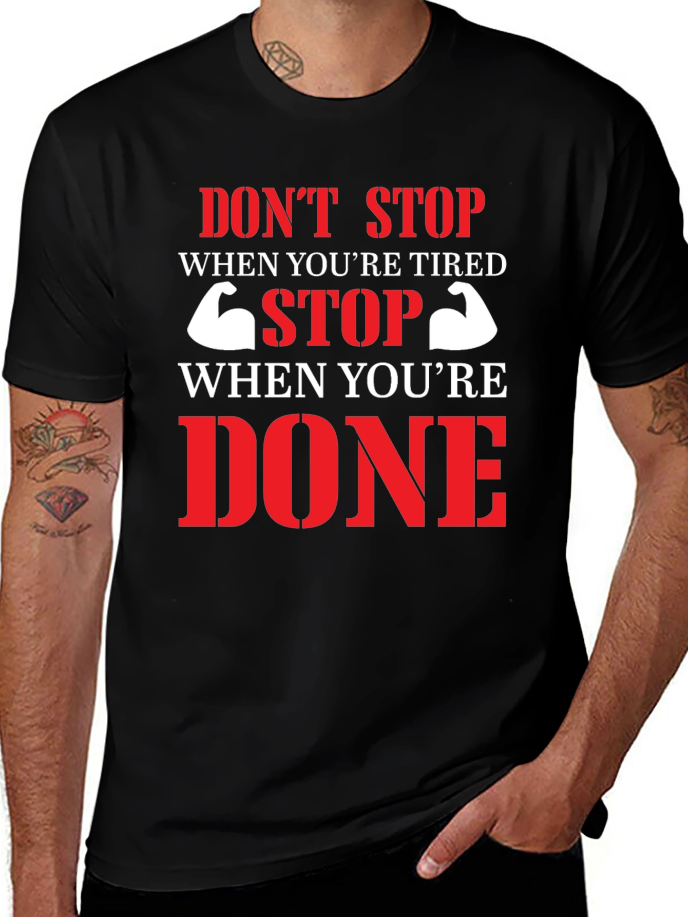 Variant 20 of Motivational Workout T-Shirt - Don't Stop When Tired