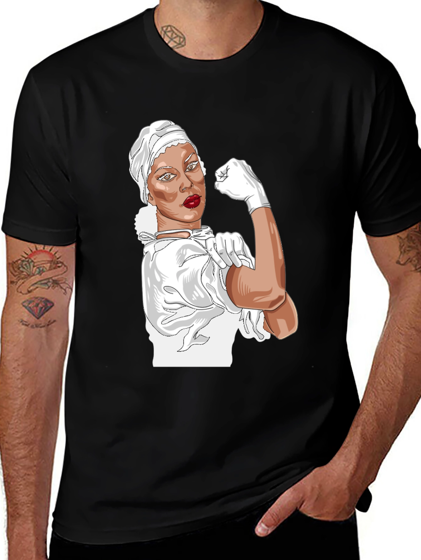Rosie the Riveter Nurse T-Shirt - Empowering Design