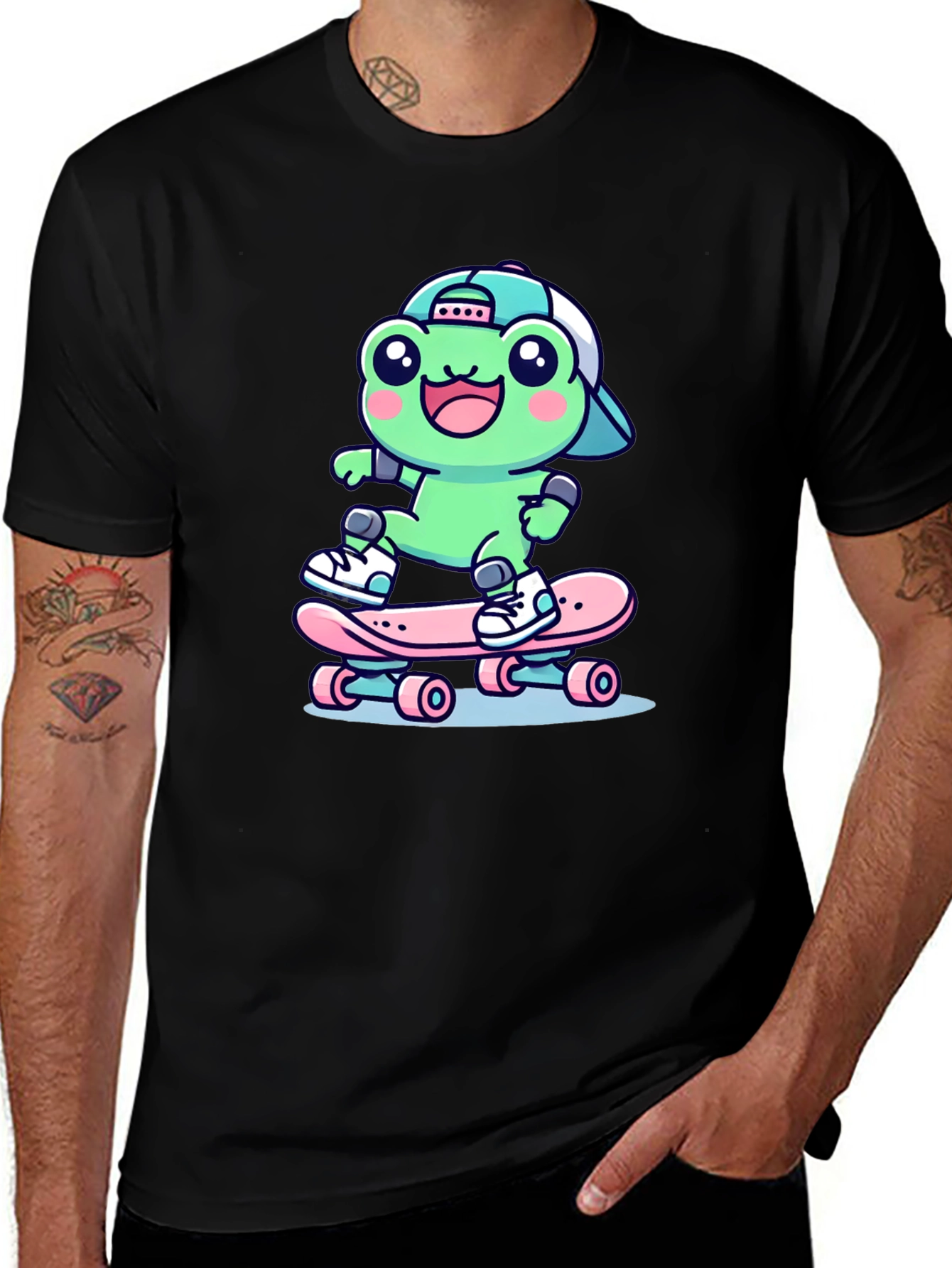 Variant 2 of Cool Frog Skateboarder Graphic Tee
