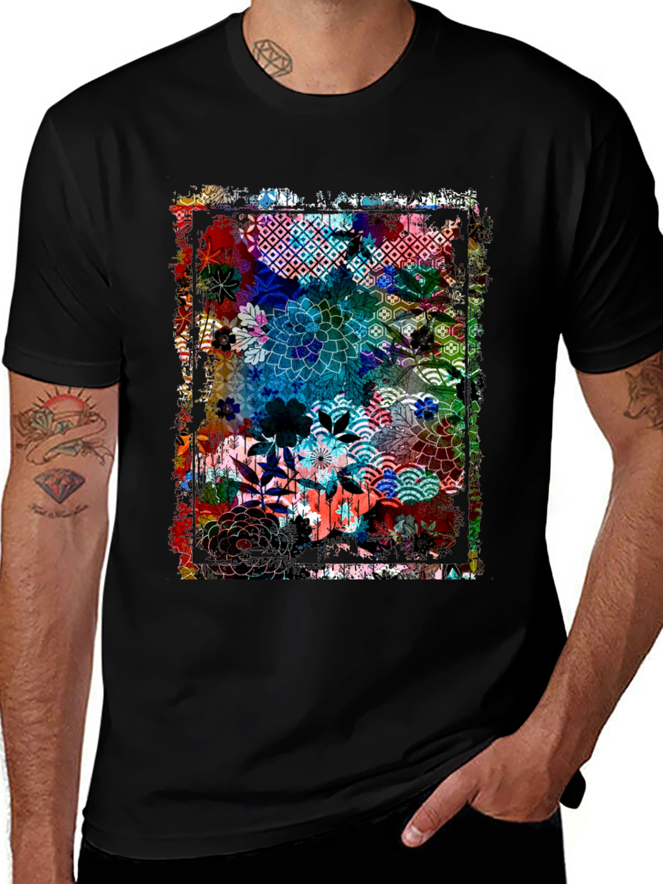 Variant 21 of Floral Graphic Tee - Colorful Artistic Design